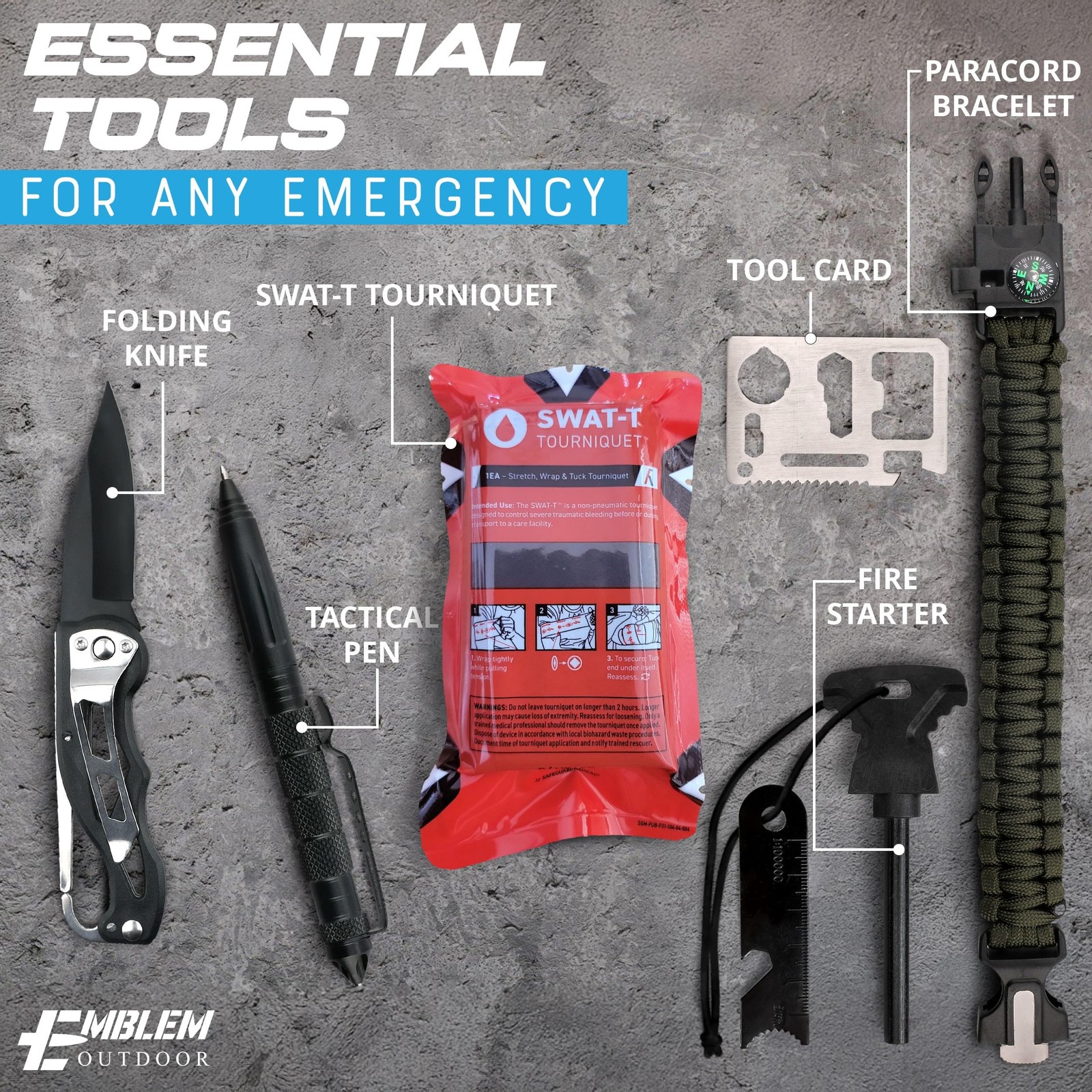 Emblem OD 242 Piece First Aid Survival Kit with Tourniquet | MOLLE Pouch with…