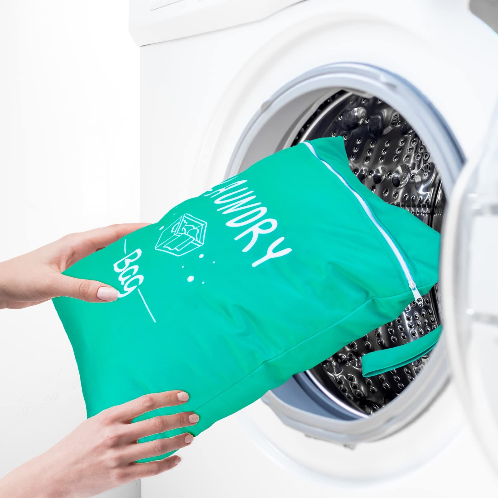 2 Pcs Large Travel Laundry Bags – Waterproof Wet/Dry, 14.9 x 18.8, Green+Grey