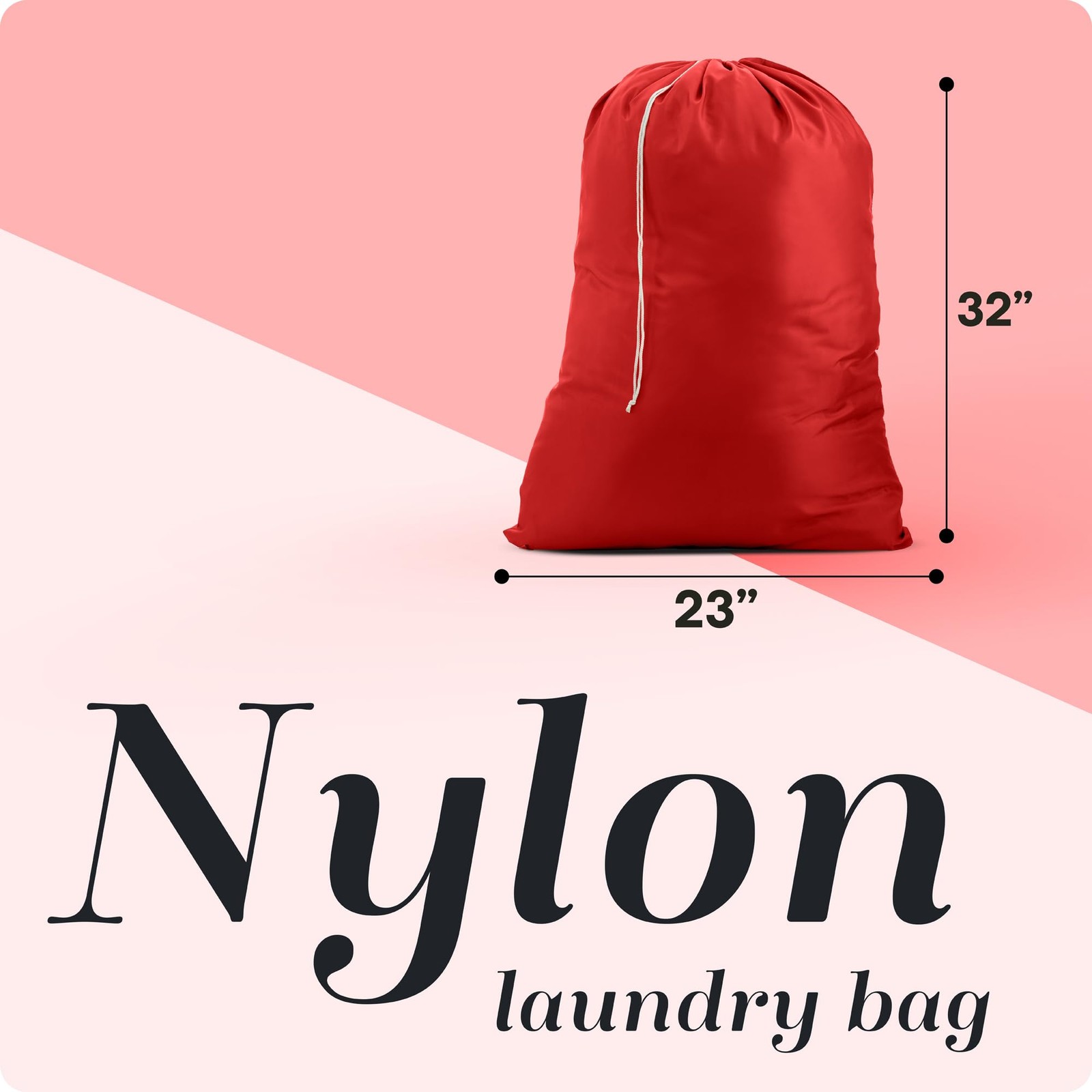 Nylon Laundry Bag – Locking Drawstring Closure and Machine 22″ x 32″, Red