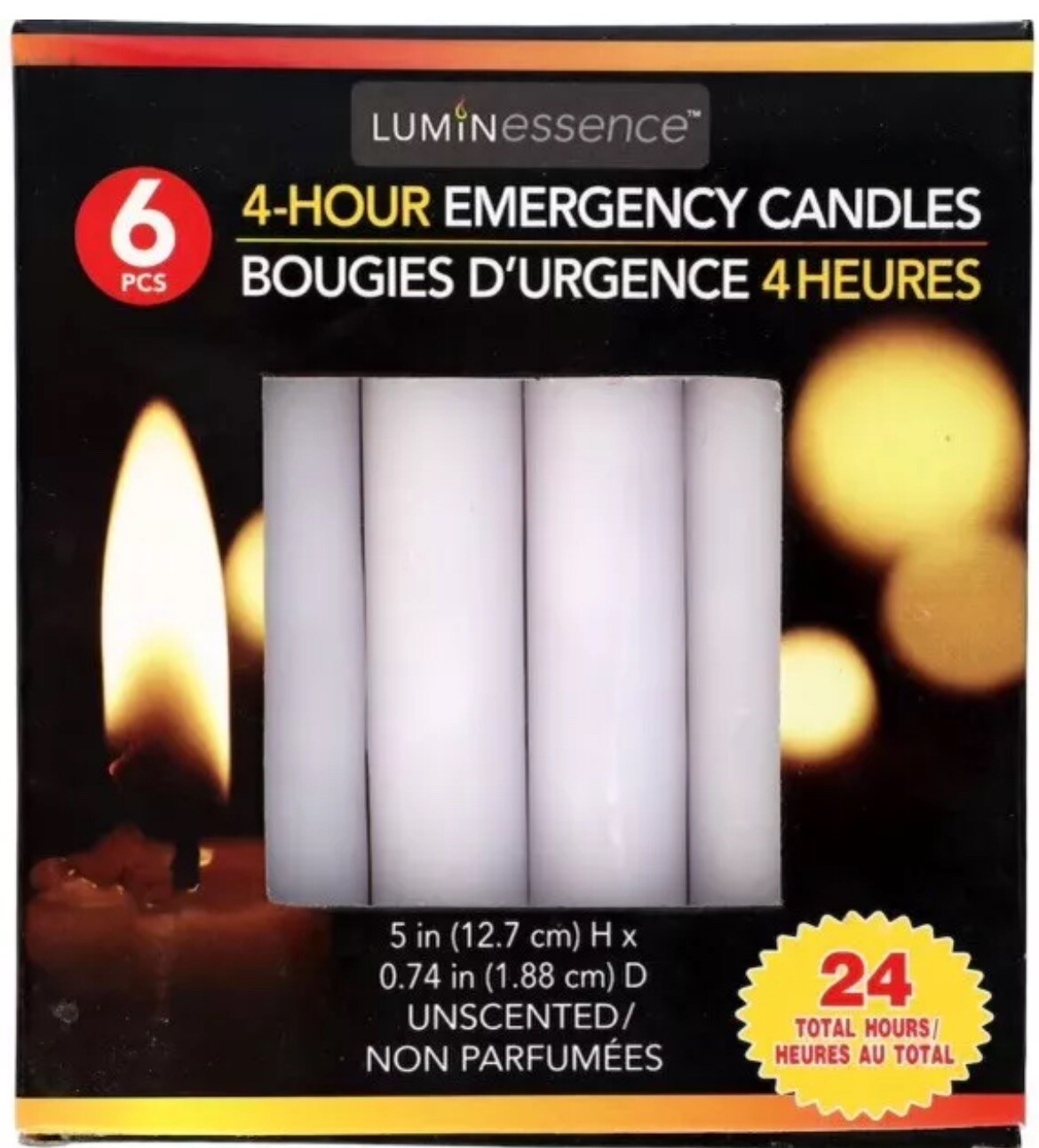 24 Count Emergency Lighting Heating Candles 96 Hrs Total Burn Camping Praying
