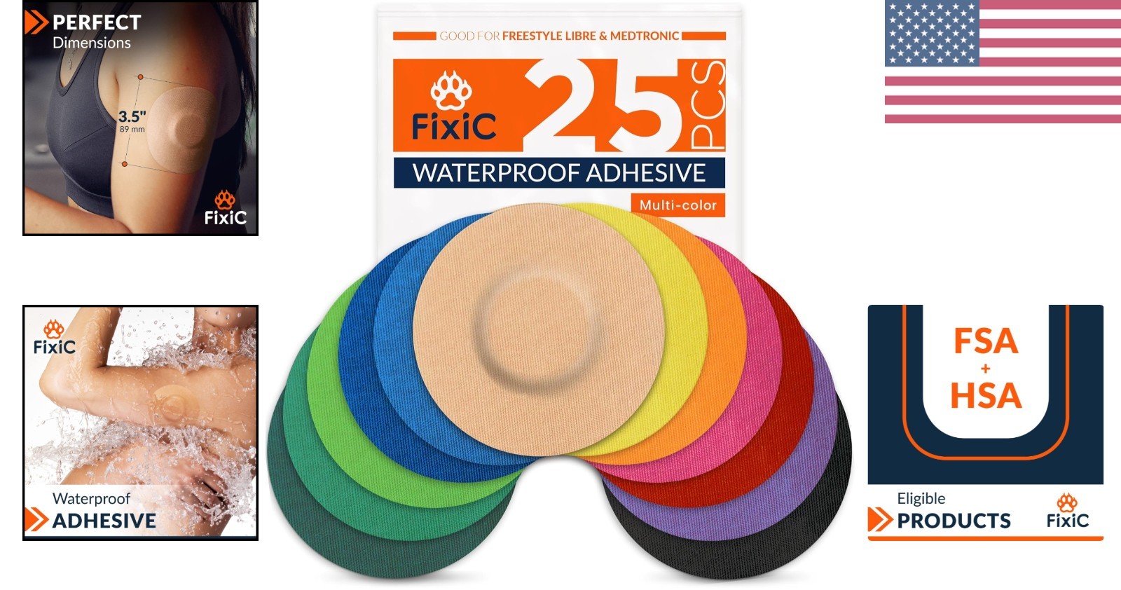 Hypoallergenic 3.5″ Freestyle Adhesive Bandages – 25 Waterproof Patches for CGMs