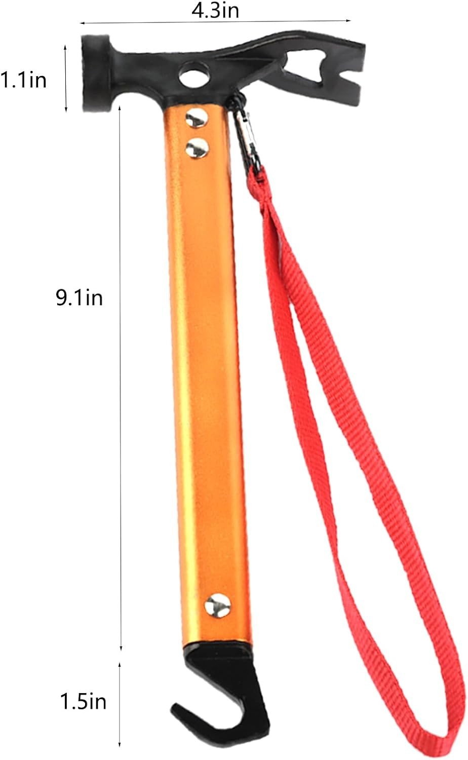 Carbon Steel Aluminum Camping Hammer, 12″ Small Lightweight Orange