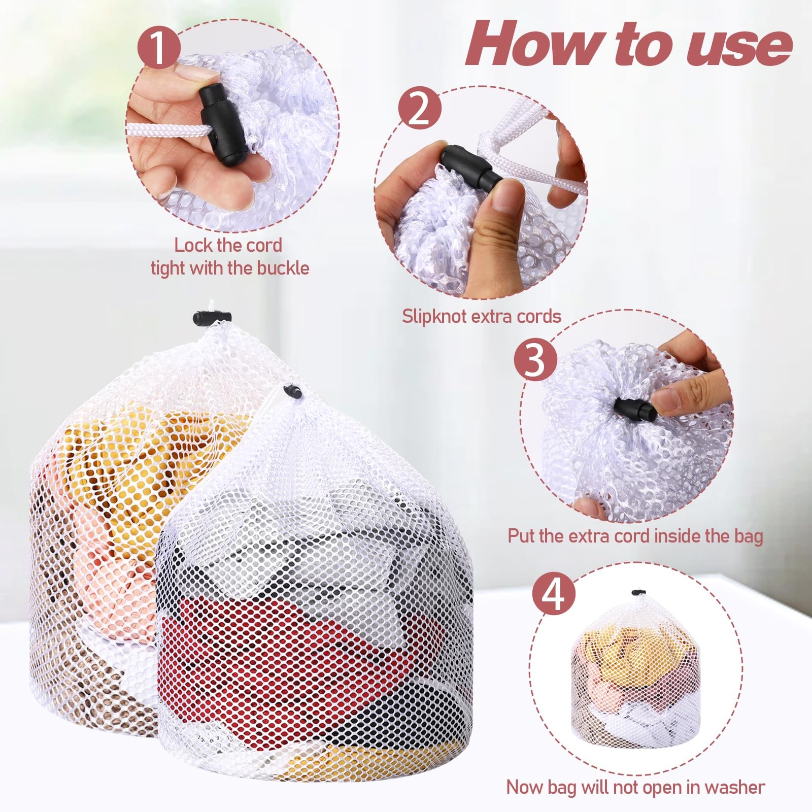 2pcs Mesh Laundry Bags for 11.81 inches x 15.75 (two sizes), 2 Pcs