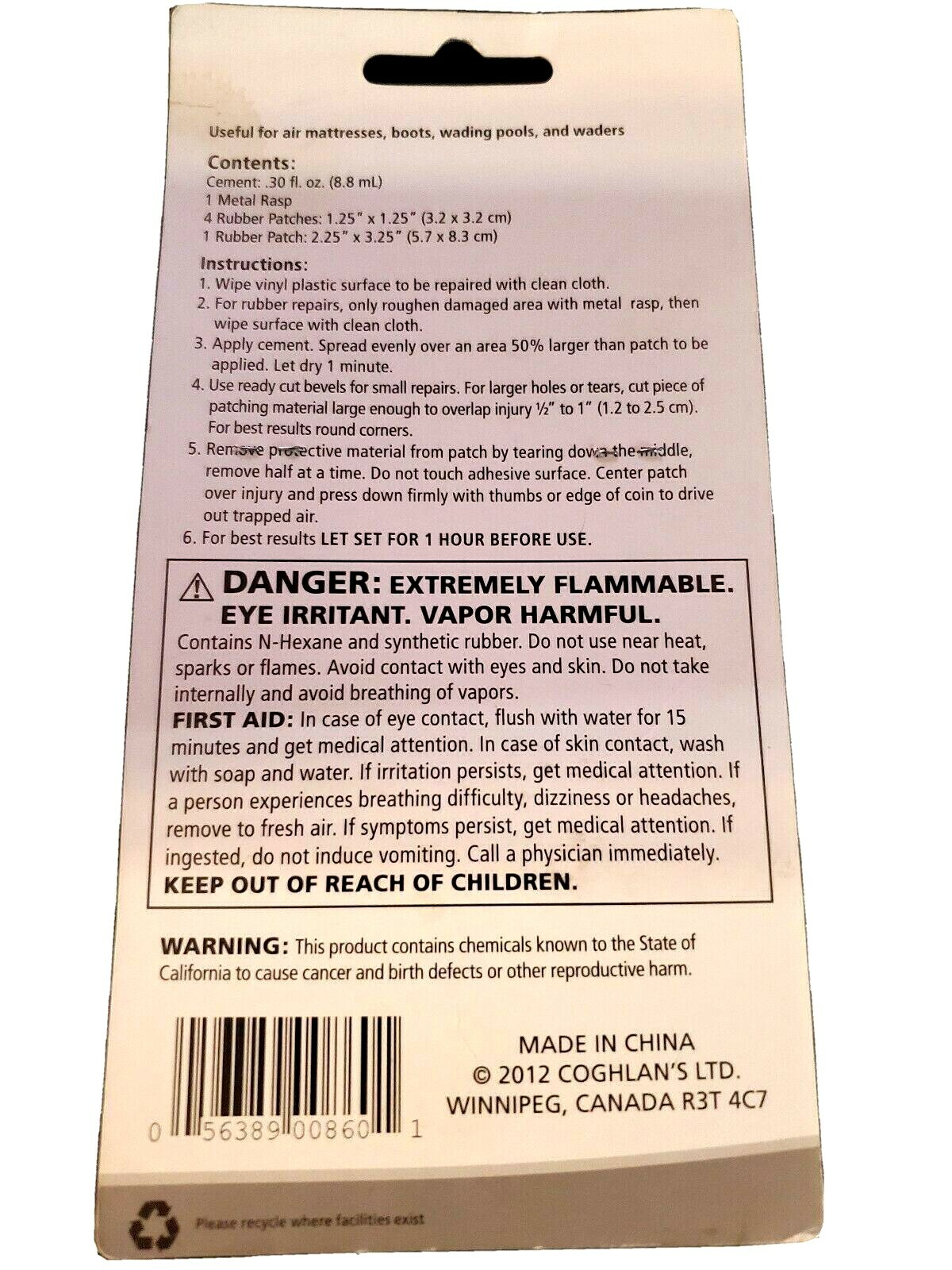 Coghlan’s Plastic or Rubber Repair Kit (Bicycle Tire, Water Tubes, & Etc..)