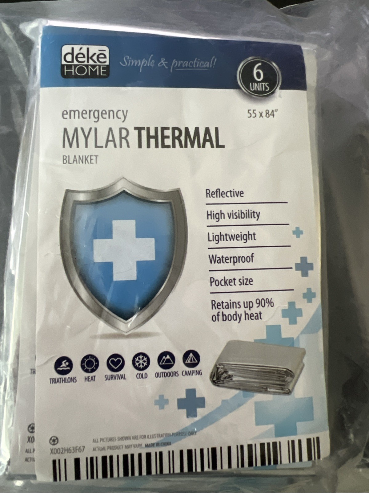 24 Count Emergency Mylar Thermal Blankets , New, 55×84″