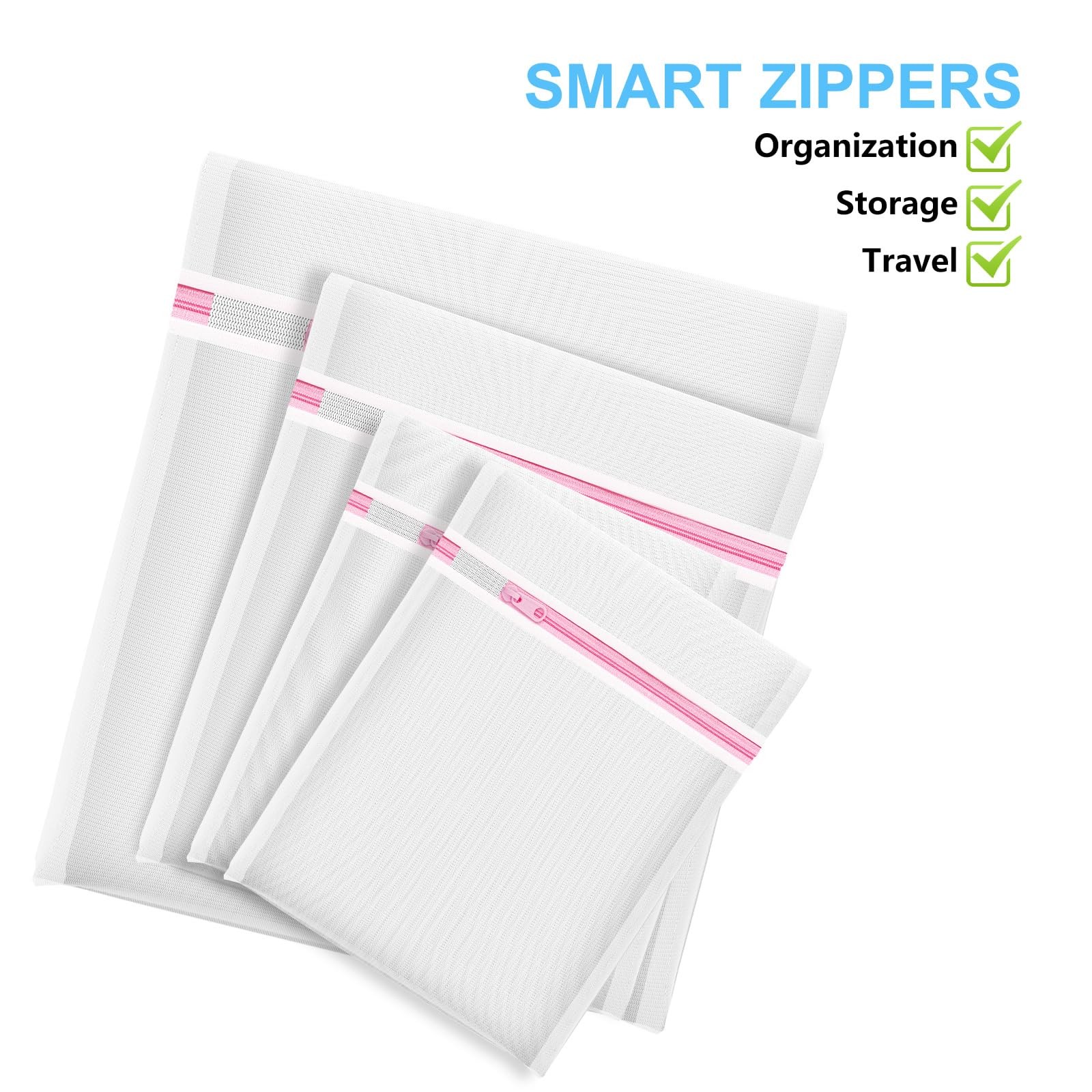 4Pcs Mesh Laundry Bags, Lingerie ‎2Small-1Medium-1Large, Multi-Size Fine Net