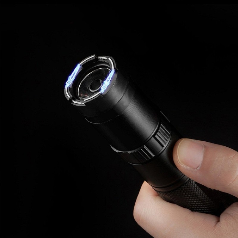Black Tactical Flashlight Rechargeable Portable Outdoor Safety Device