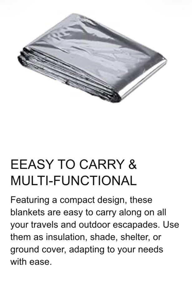 Emergency Mylar Thermal Blankets (Pack of 10), New, Free Shipping ! Large