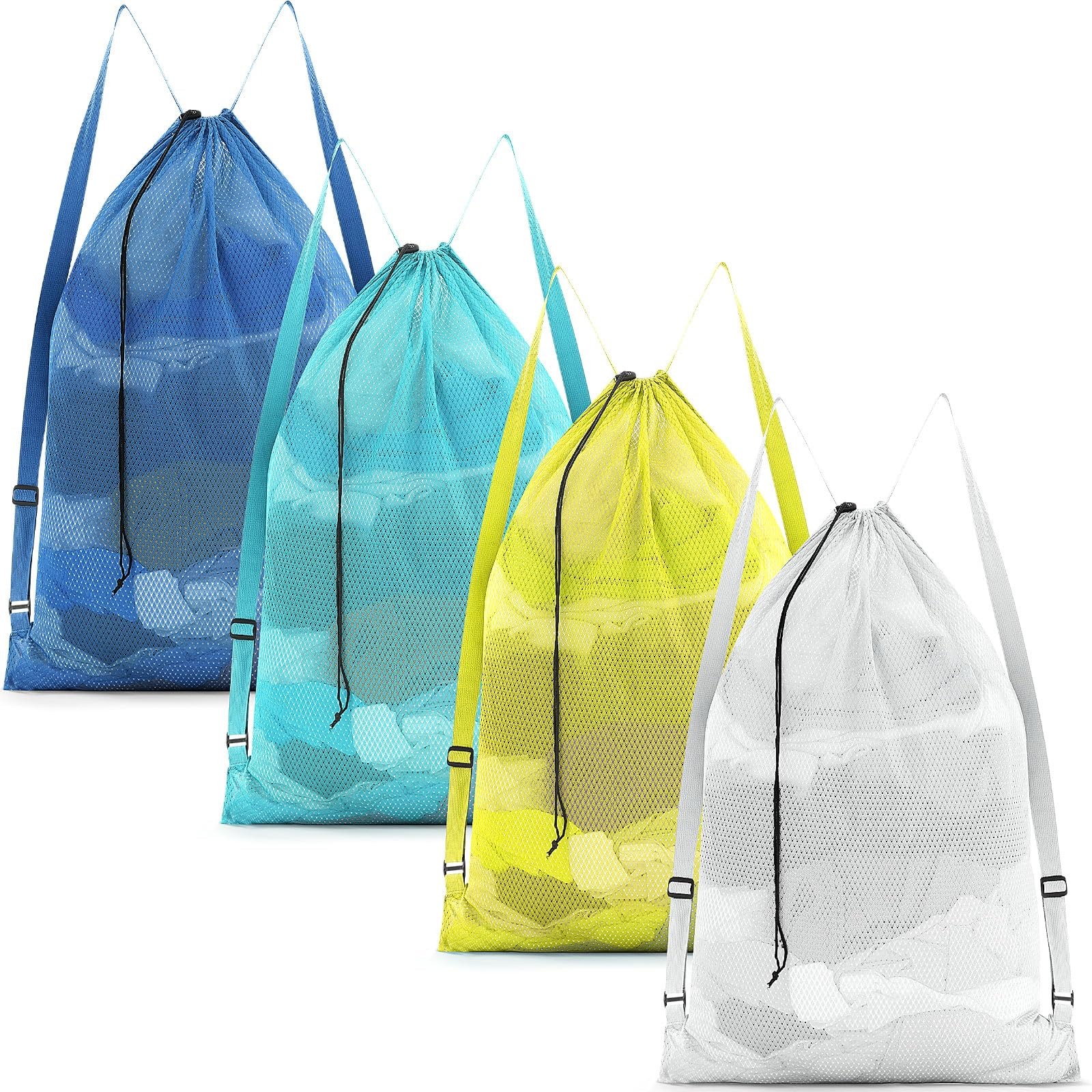 Wesnoy 4 Pcs Large Mesh Laundry Bag with Adjustable 24 X 36 Inches, Colorful