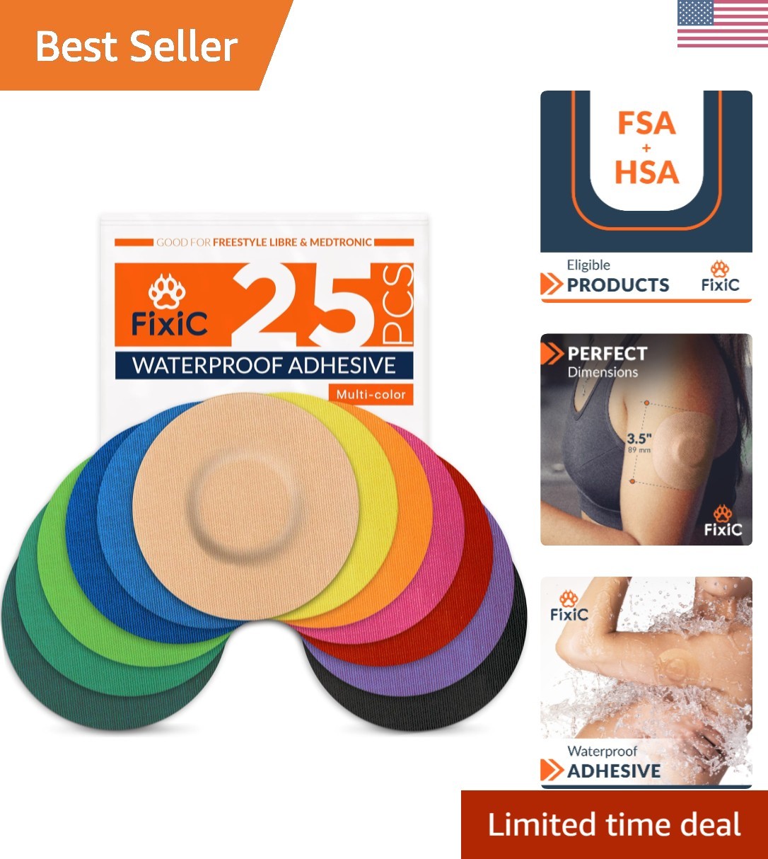 Hypoallergenic 3.5″ Freestyle Adhesive Bandages – 25 Waterproof Patches for CGMs