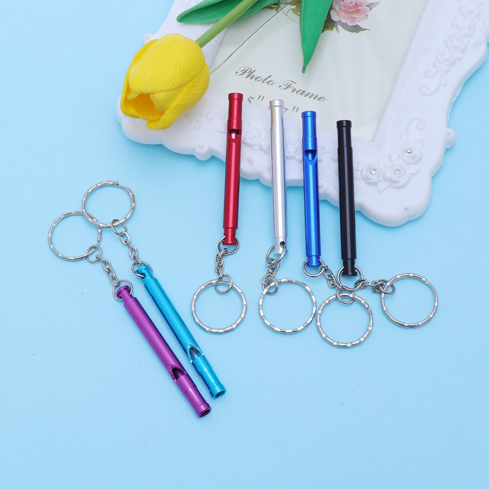 6pcs Hunting Whistle Hiking Whistle Aluminium Key Chain Safety Whistle