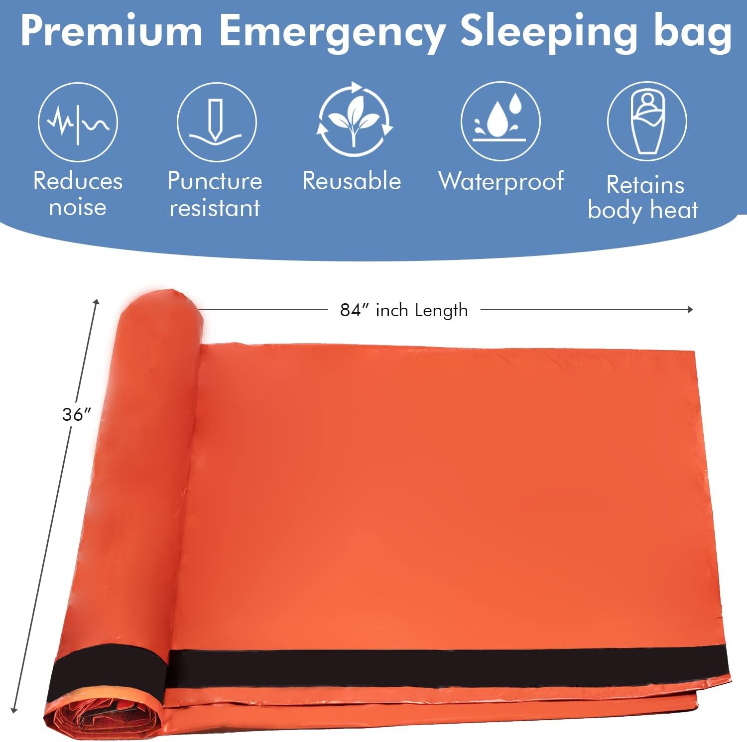 84″x36″ NovaMedic Emergency Sleeping Bag 5-Pack Thermal Mylar Bivy