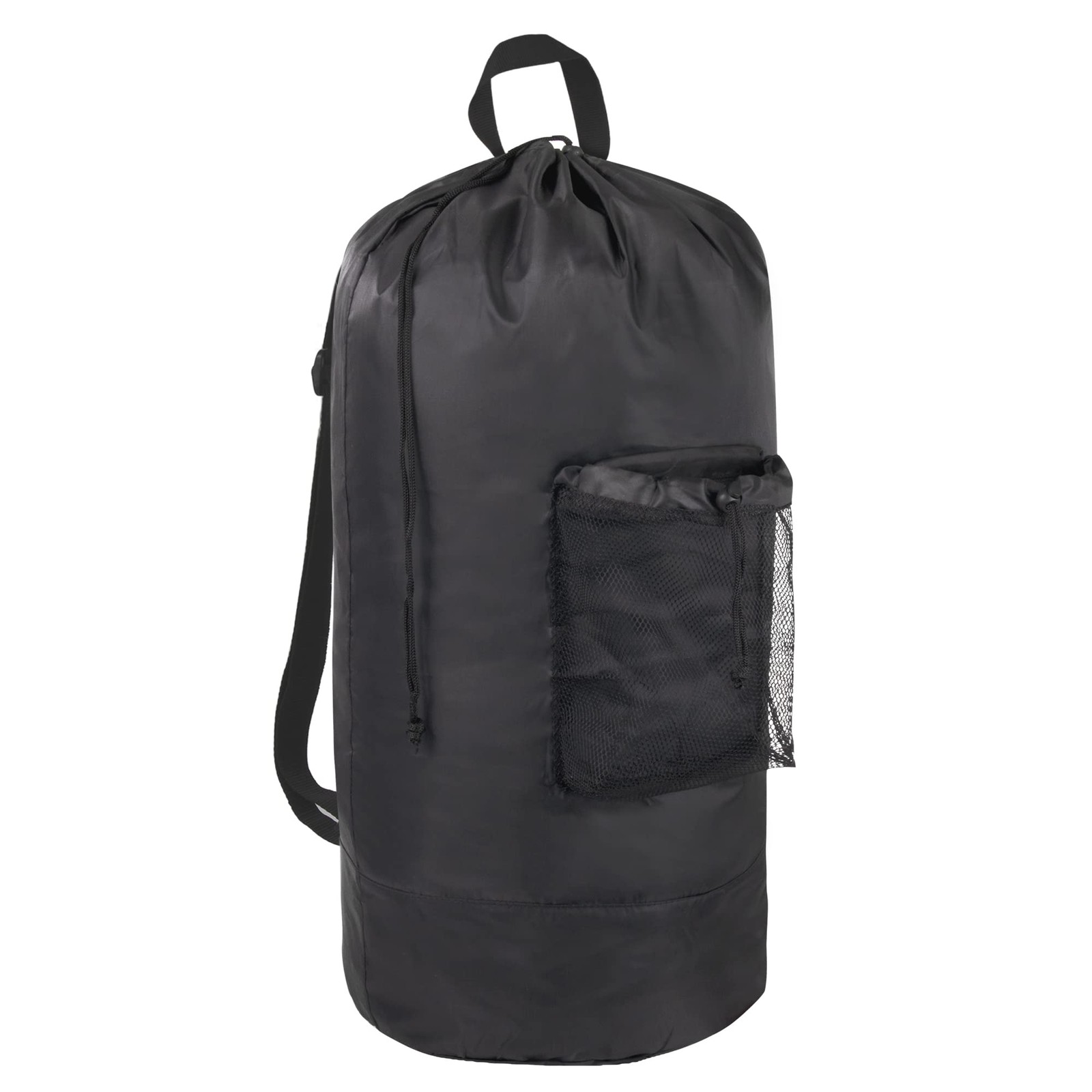 Laundry Bag Backpack with Shoulder Straps and Mesh Large, Charcoal Black