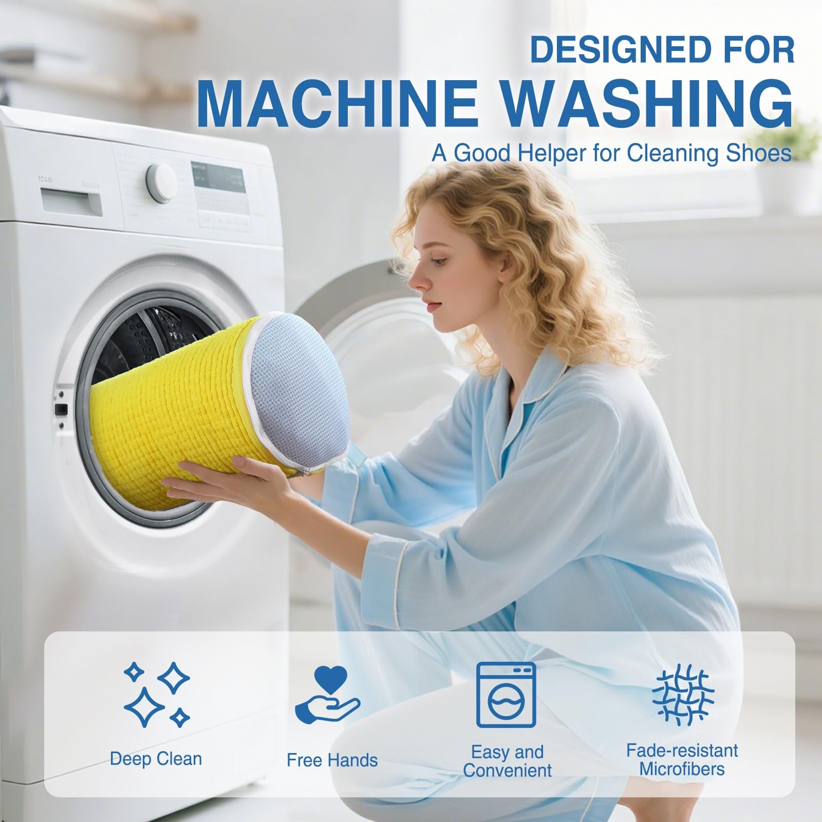Teletrogy Shoe Washing Machine Bag 2PCS, Reusable Durable Bags, Yellow
