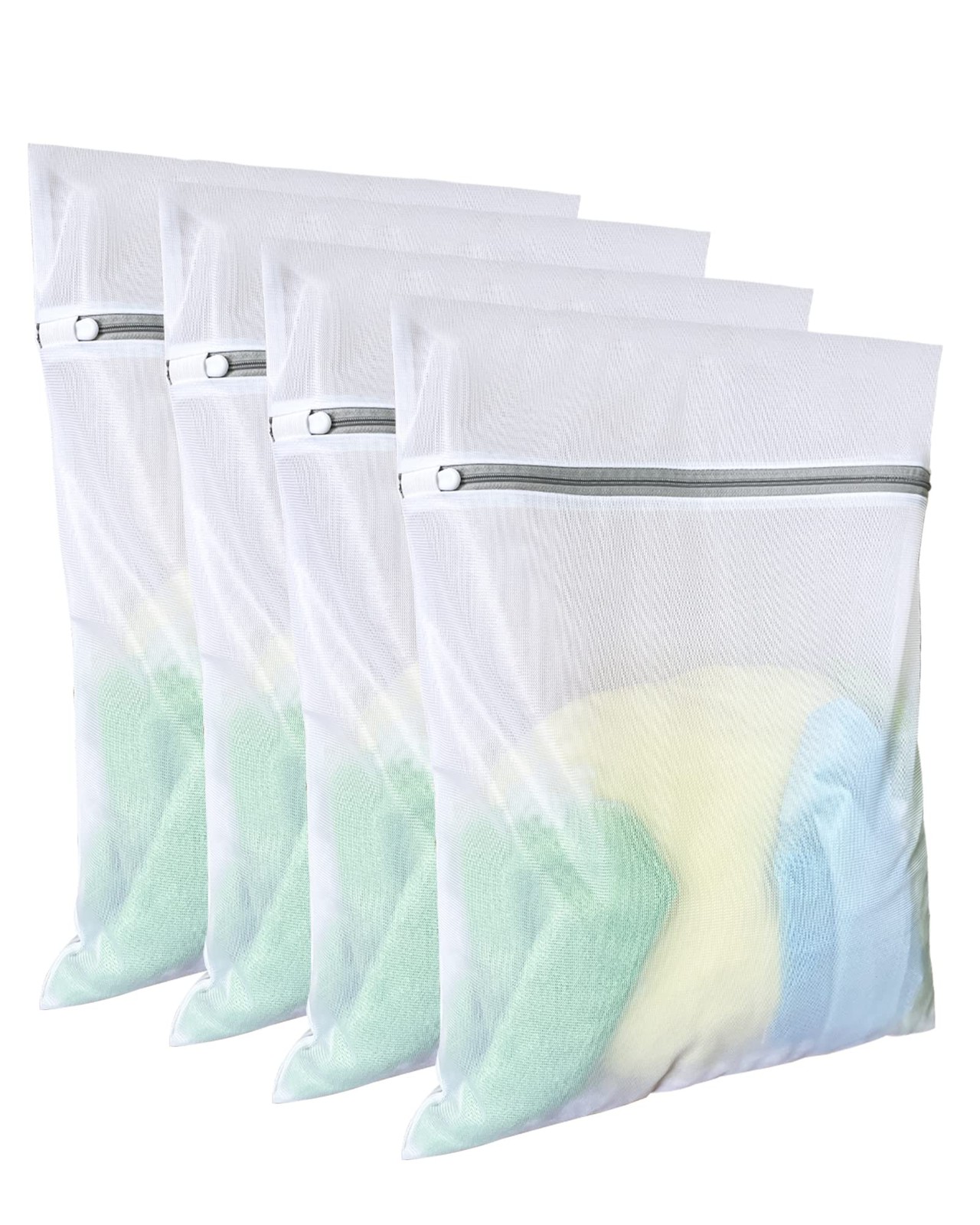 Laundry Bags Mesh Wash Bags(4Pcs,16 x 20 Large (4 Count), White/Light Gray