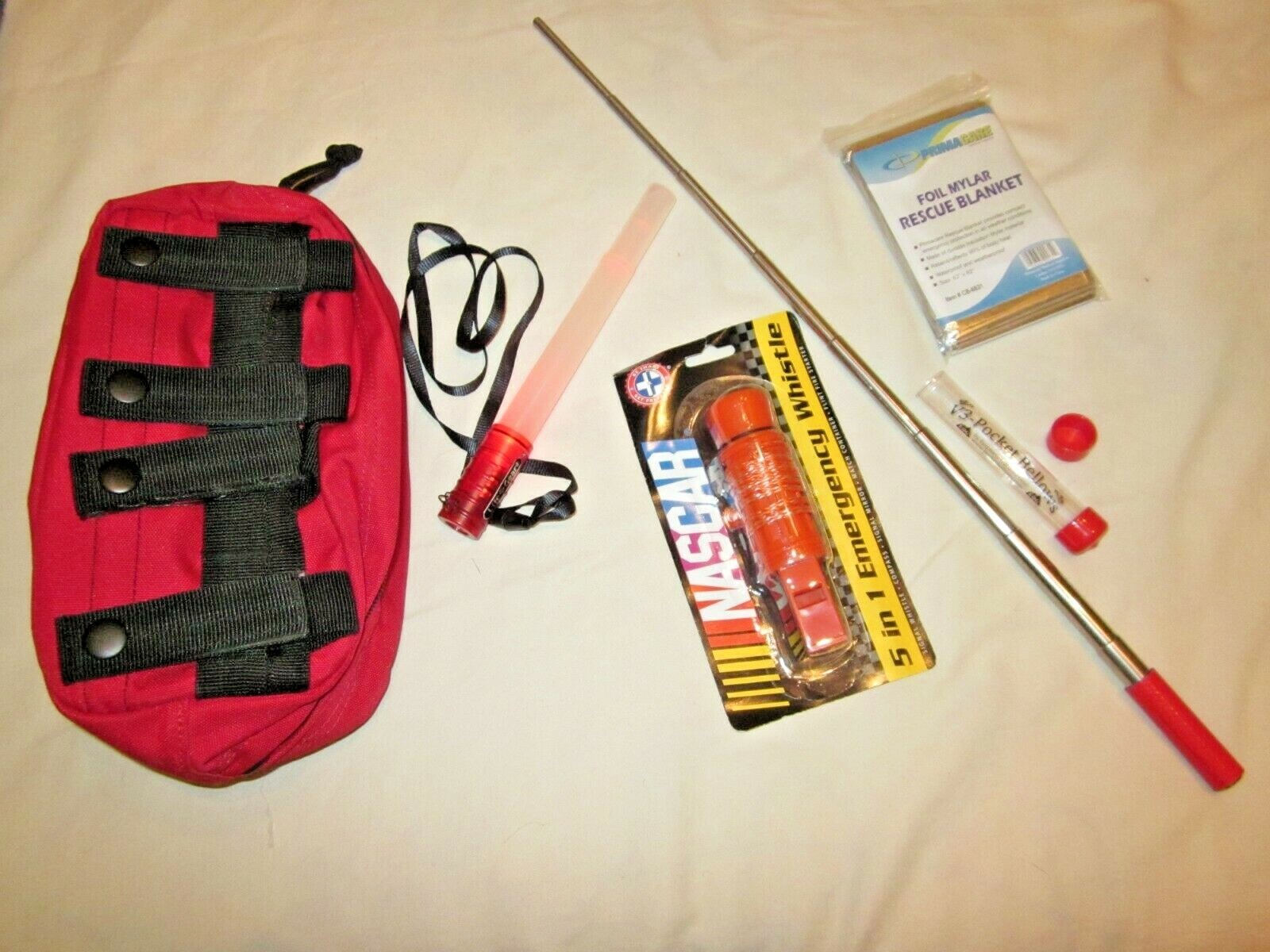 Mountain Man Tactical Bag, Compass Whistle Firestarter Emergency Light