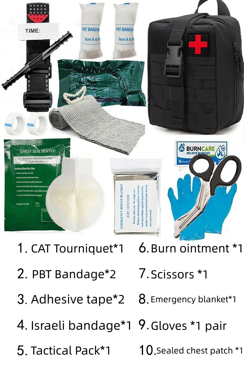 Outdoor First Aid Supplies Camping Tactical Bandage Training Medical Kit