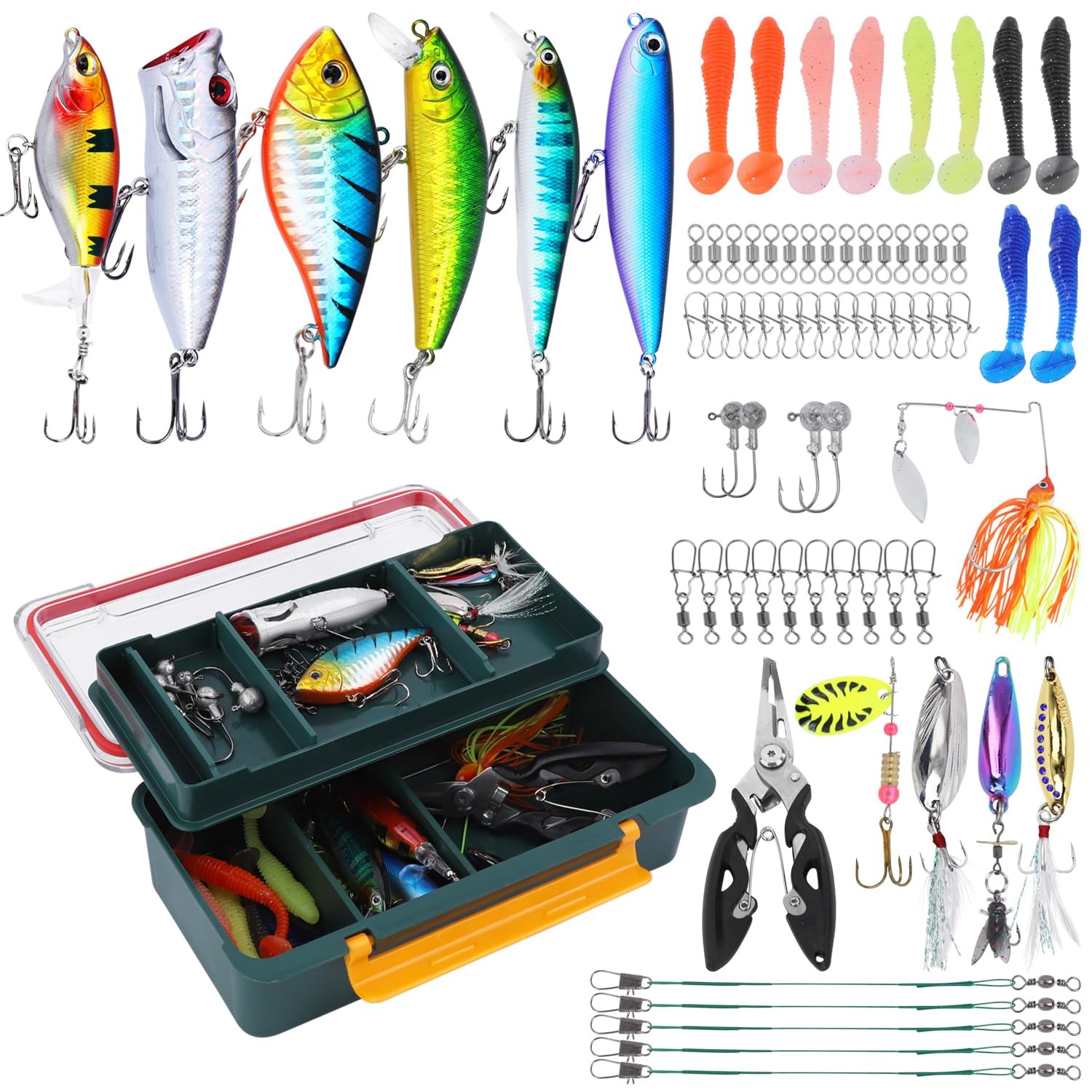 Fishing Tackle Box with Lures,72Pcs Lures…
