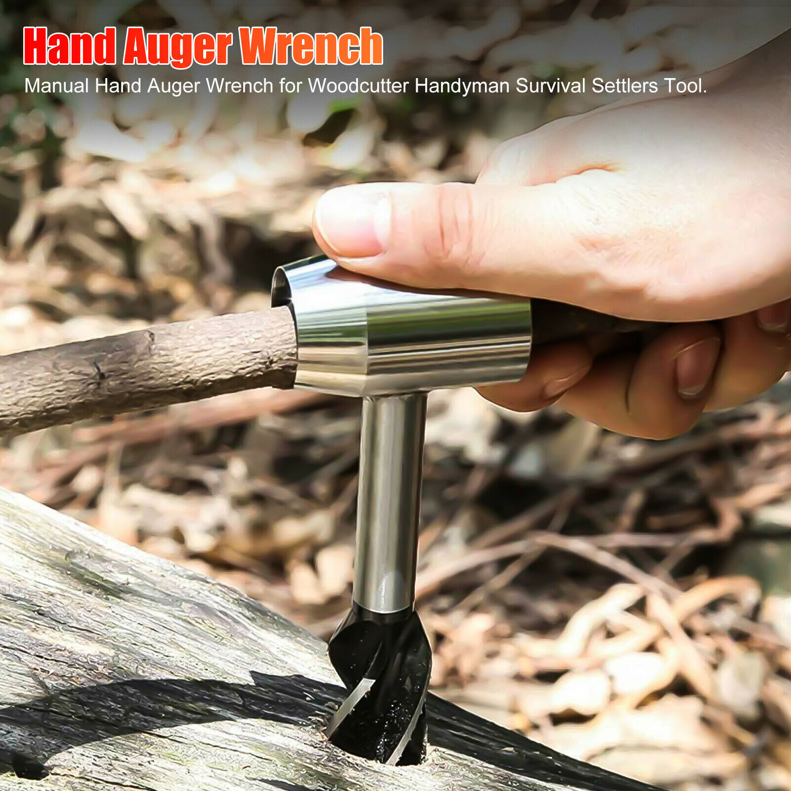 Manual Hand Auger Wrench Wood Drill Kitfor Bushcraft Outdoor Survival Tool US
