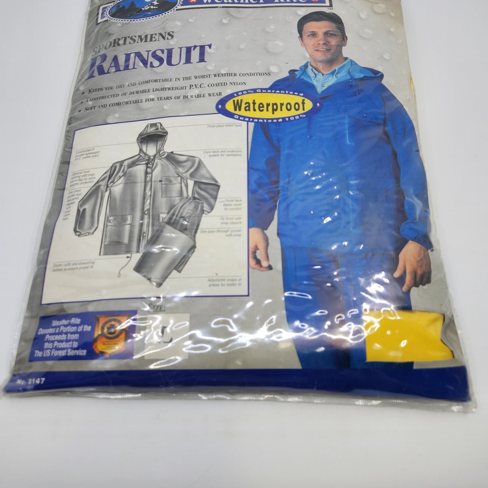 Weather-Rite Yellow PVC Coated Nylon Waterproof Rainsuit #8127 Size L Open Pkg