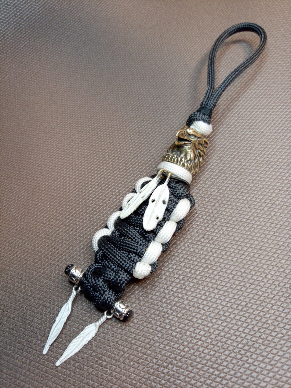 Paracord Eagle Knife Lanyard Multiuse Glow In the Dark Free Spin Ring Necklace