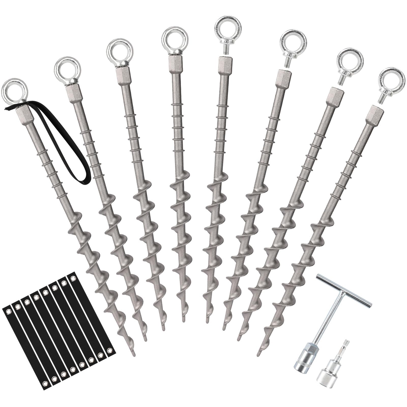Keltrion 8 PCS Screw in Tent Stakes for Women Men Ground Anchors silvery