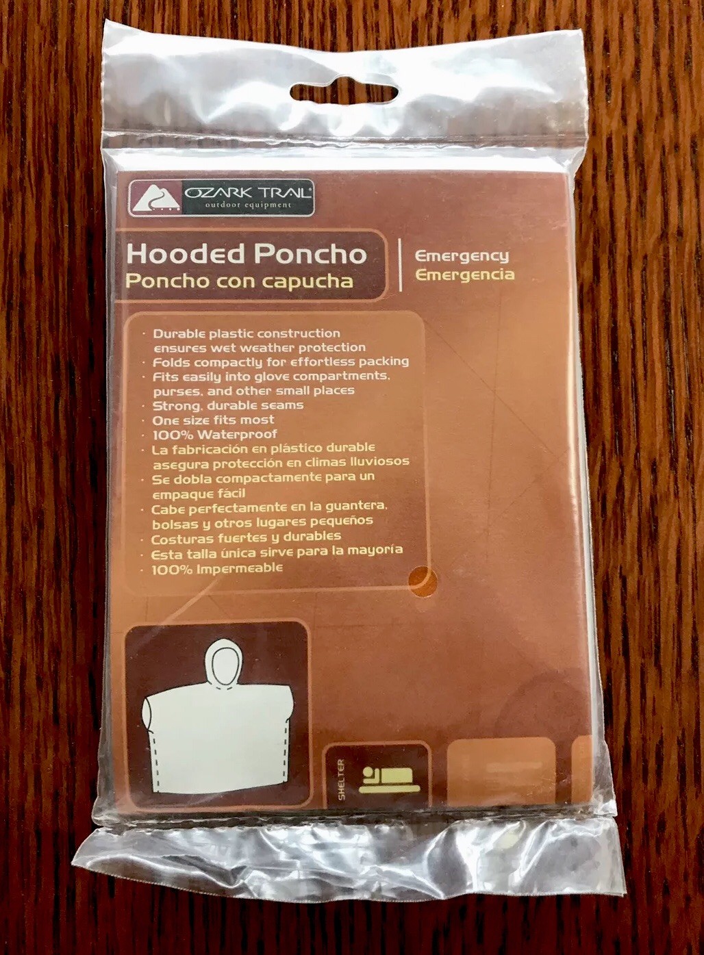 Emergency Ozark Trail Hooded Poncho Wet Weather Protection – One-Size-Fits-All