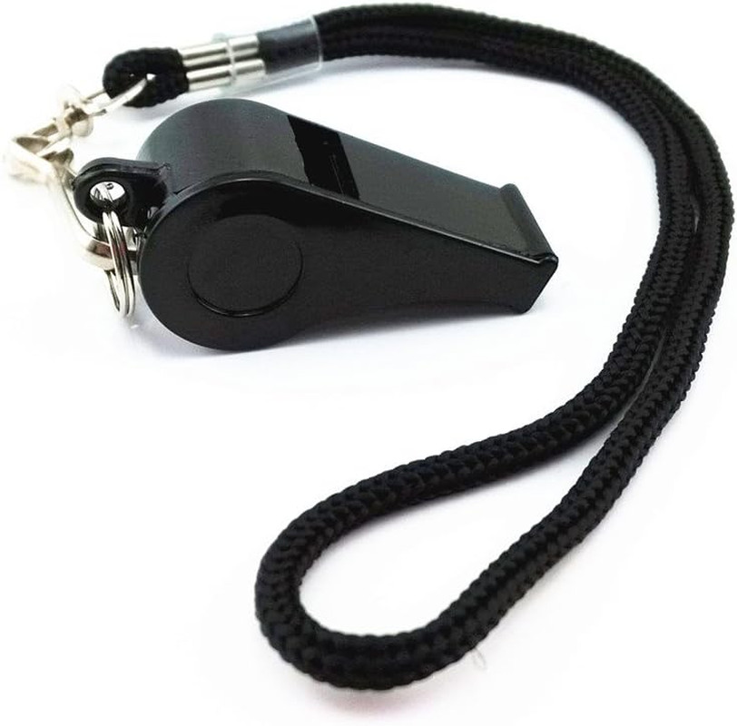 Plastic Coach Whistles with Wrist Strap, Emergency Whistles with Short Lanyard,