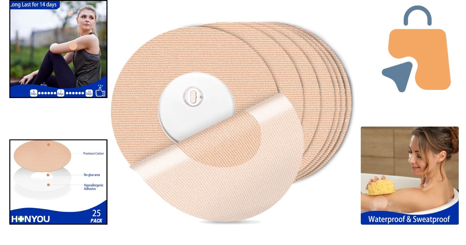 25-Pack Skin-Like Cotton Patches for Libre 3 – Sport-Friendly & Protective
