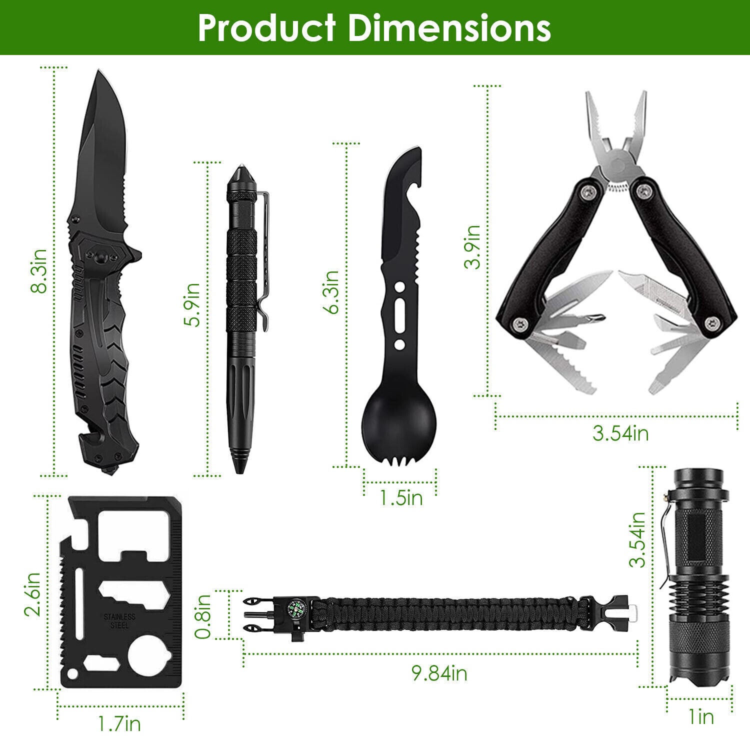 47PCS Outdoor Emergency Survival Ki Gear Equipment Tool First Aid Supplies Tools