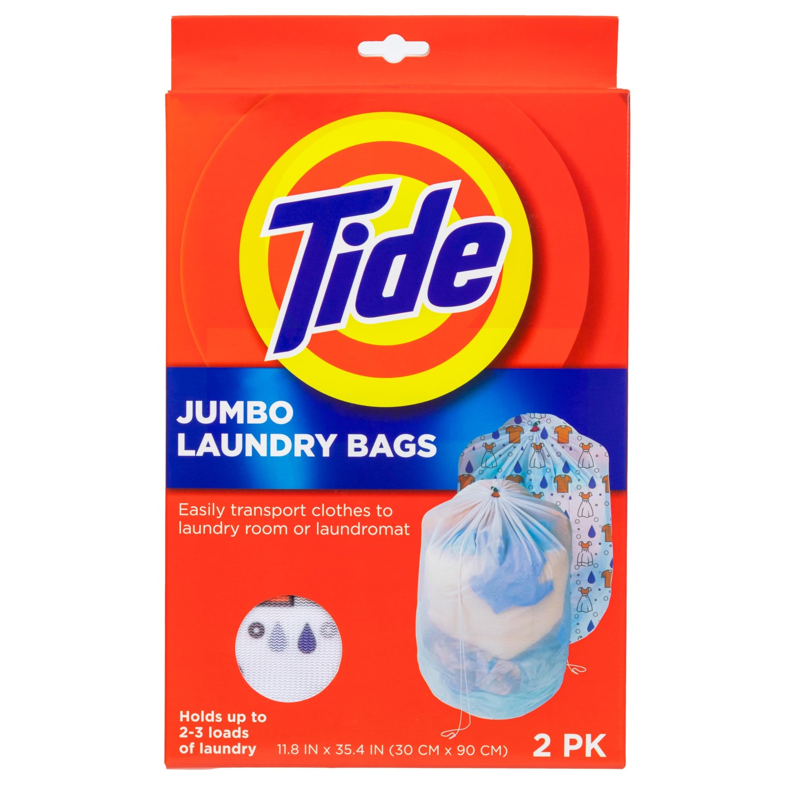 Tide Jumbo Mesh Laundry Bags, 2 12 X 34 Inches, White with Black Accents