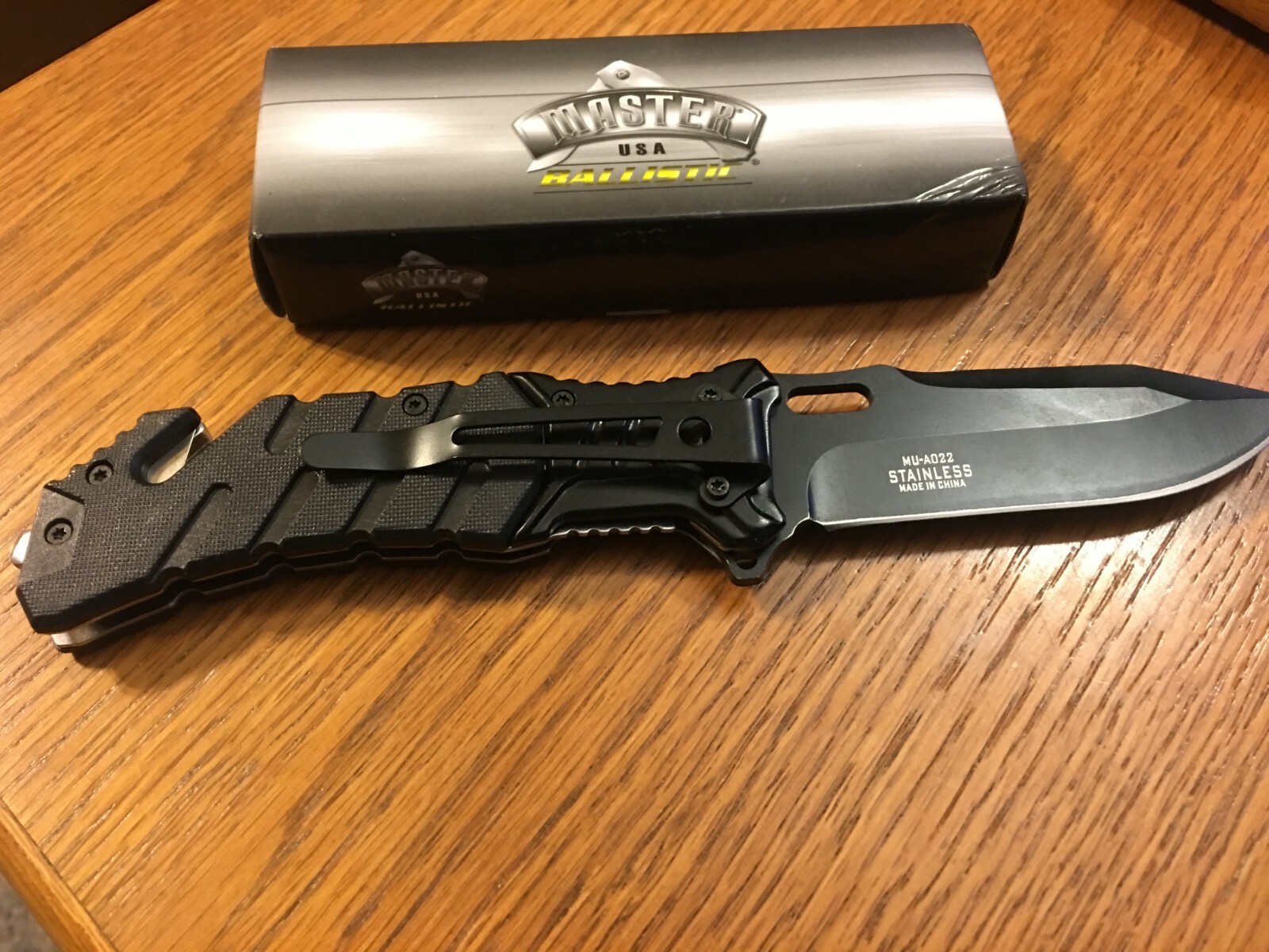 Master USA Black Hunting Tactical Rescue Pocket Knife & 2 Mini -Bowie Knives