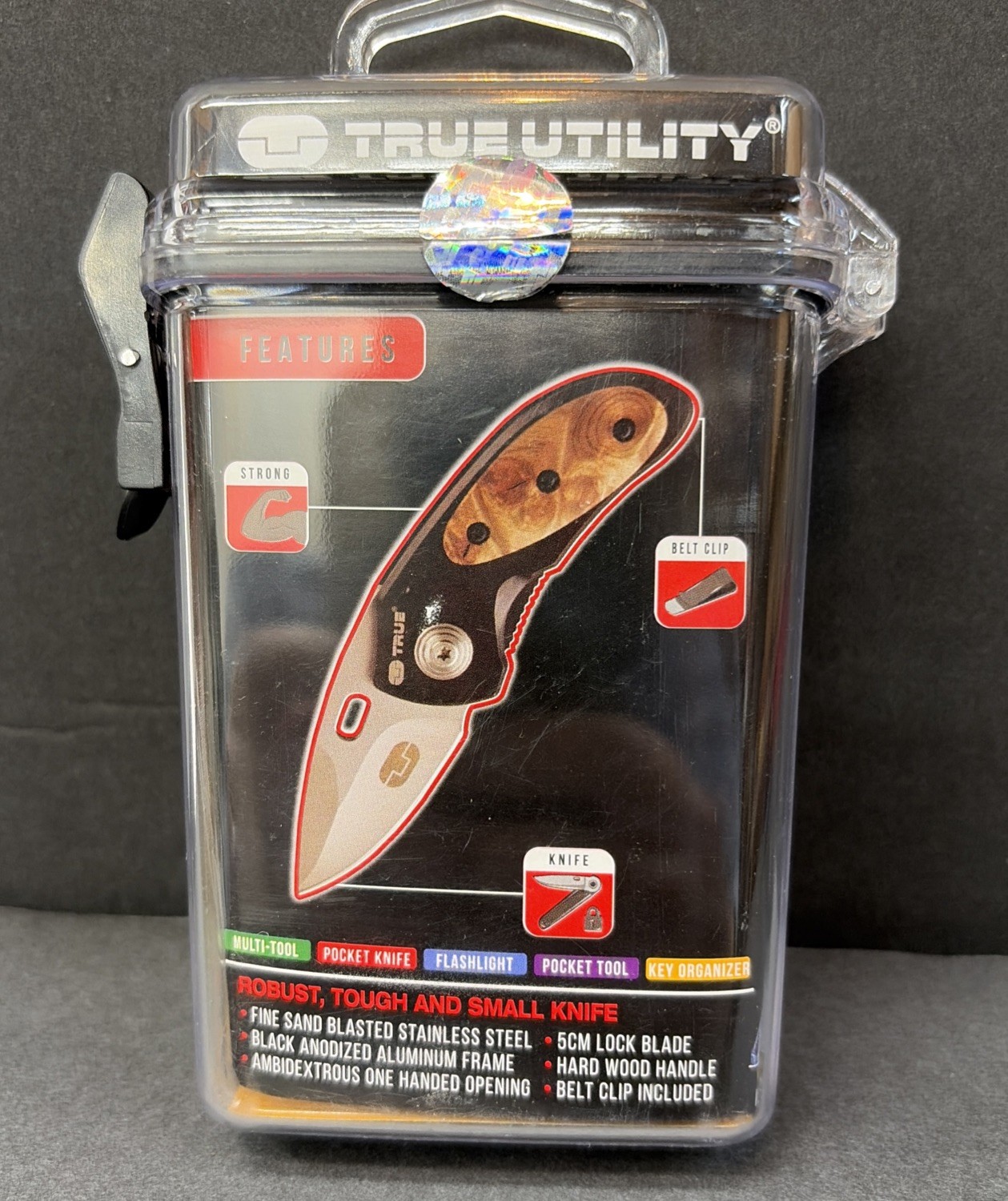True Utility “JacKnife” TU576 SS Knife, Lock, Wood Grips: Great for EDC!!
