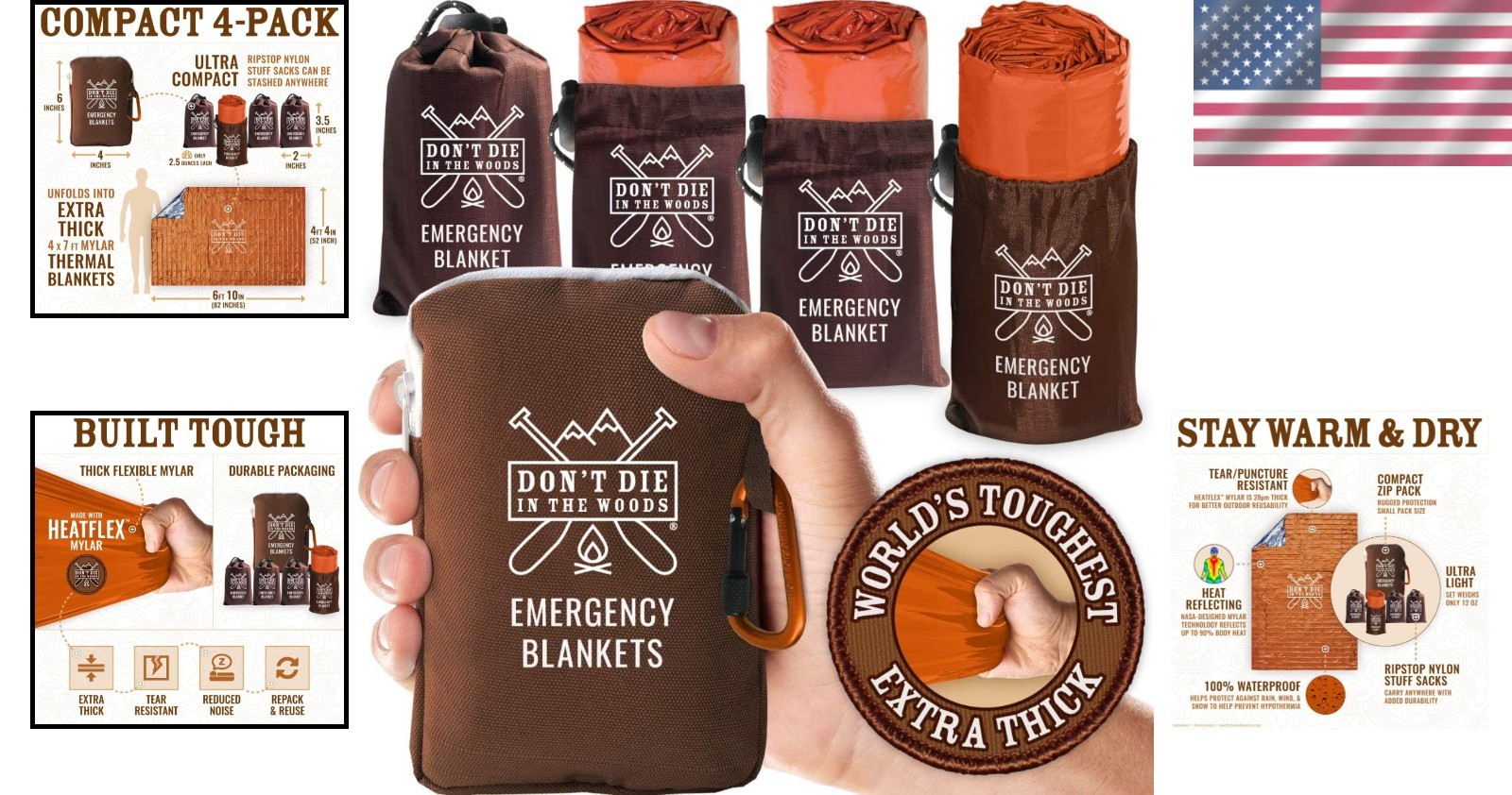 Ultimate 4-Pack Thermal Mylar Emergency Blankets – Waterproof & Ultralight