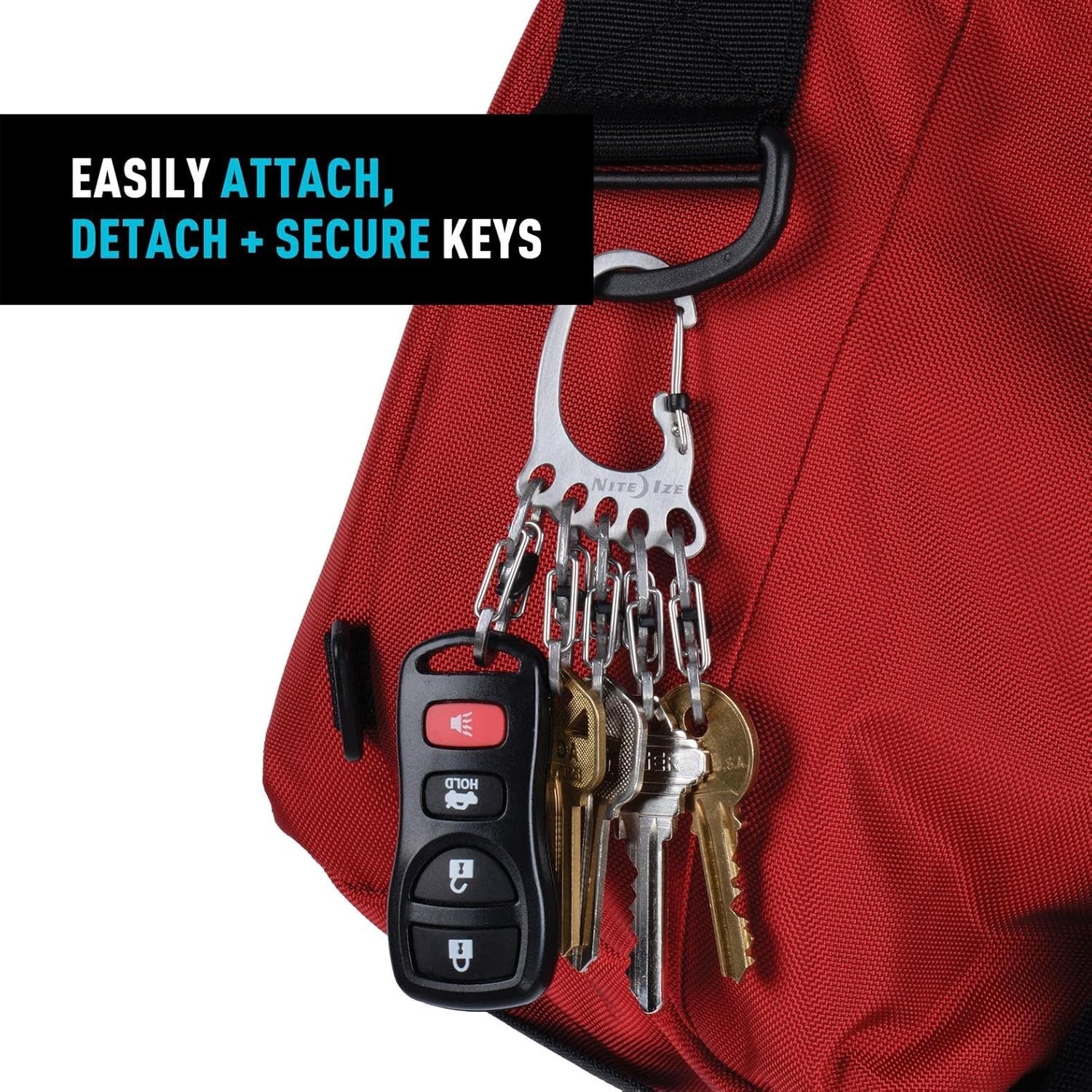 Nite Ize BigFoot Locker KeyRack Carabiner w/ 5 Locking S-Biner Clips Silver