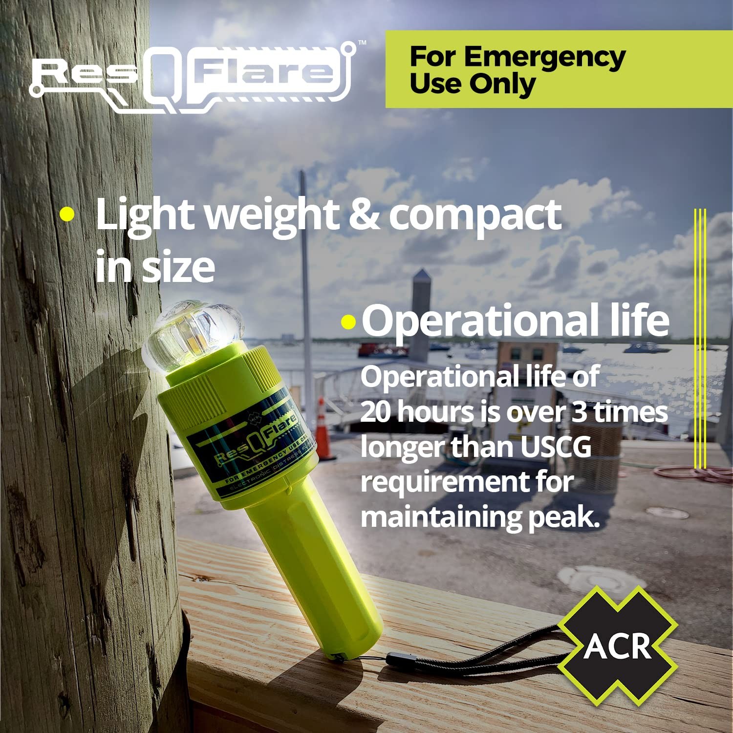 ACR ResQFlare Electronic Distress E-Flare and Flag, USCG Approved Replacement…