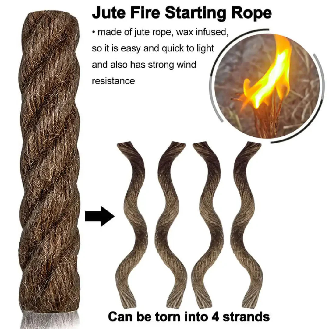 PrepPro Ultimate Fire Starter Kit – Ferro Rod, Jute Tinder, Scraper & Case