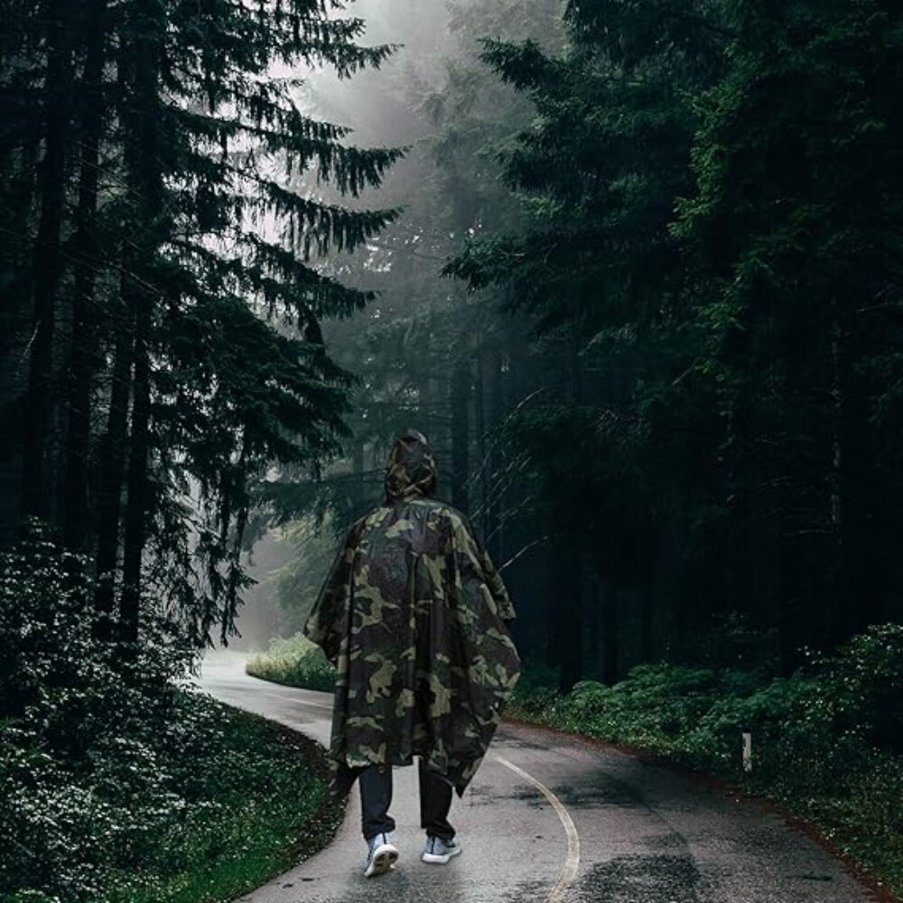 Rain Cover Waterproof Hooded US-Army Style Military Army Poncho Cape Rain Coat