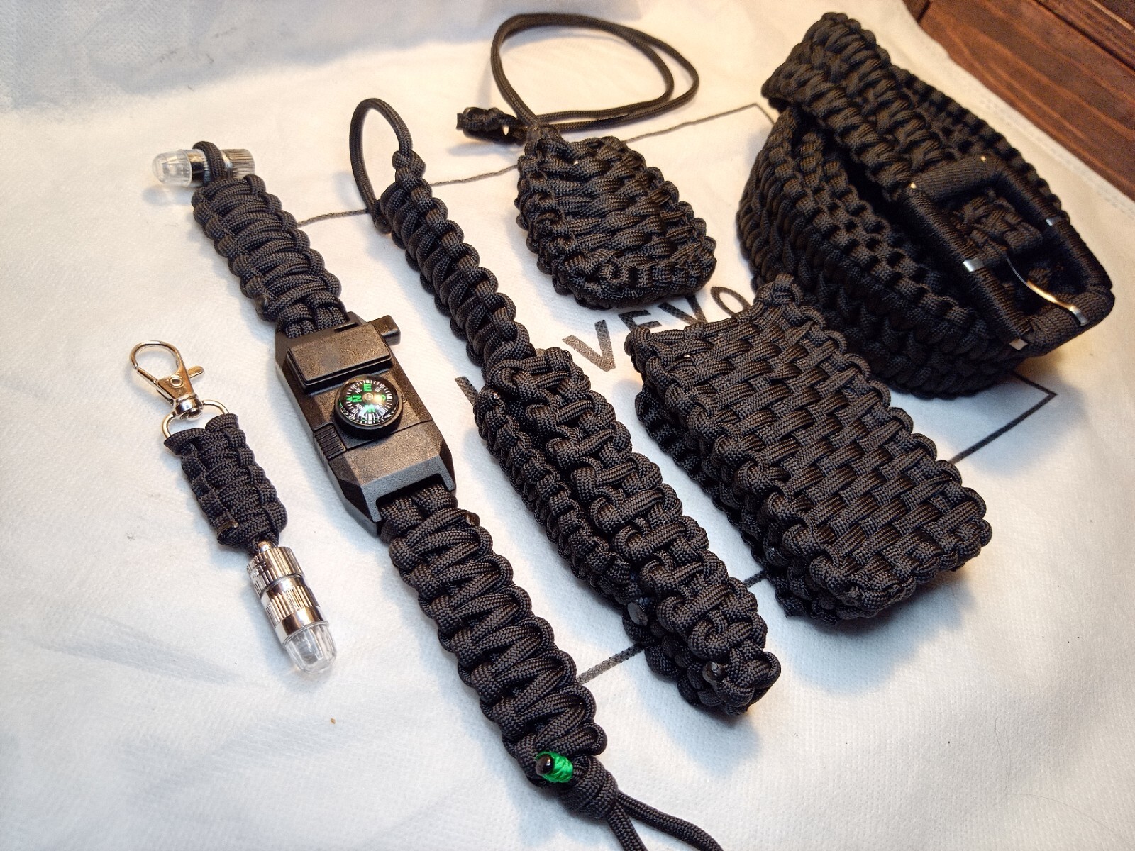 Paracord survival set belt wallet bracelet Spike tool knife neck pouch fob