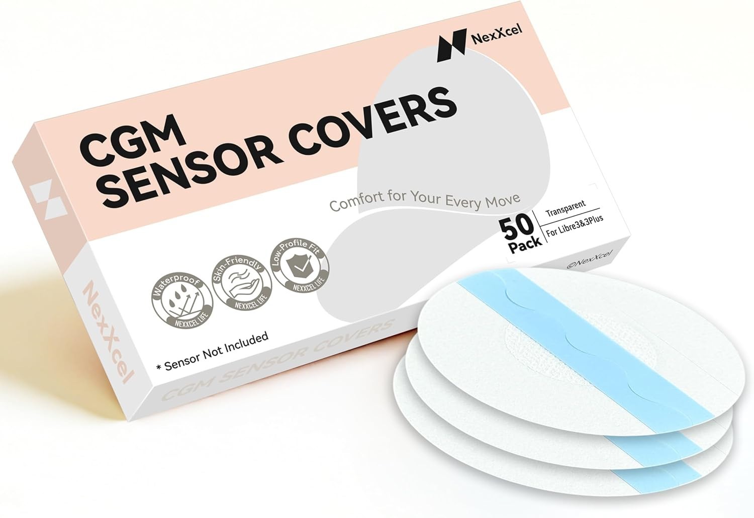 50 PCS Freestyle Sensor Covers for Libre 3-Adhesive Patches-Waterproof CGM Tap