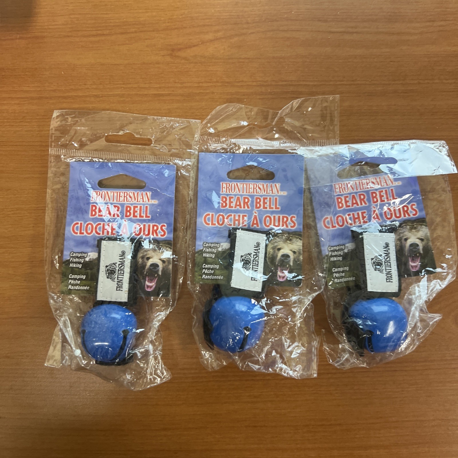Lol of 3 Frontiersman Bear Repellent Bell With Magnetic Silencer Blue.