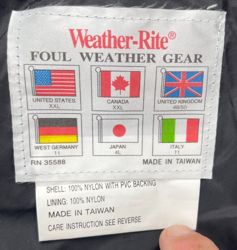 NWT Weather-Rite Men’s Foul Weather Suit Heavy Duty Blue XXL Nylon PVC 8260