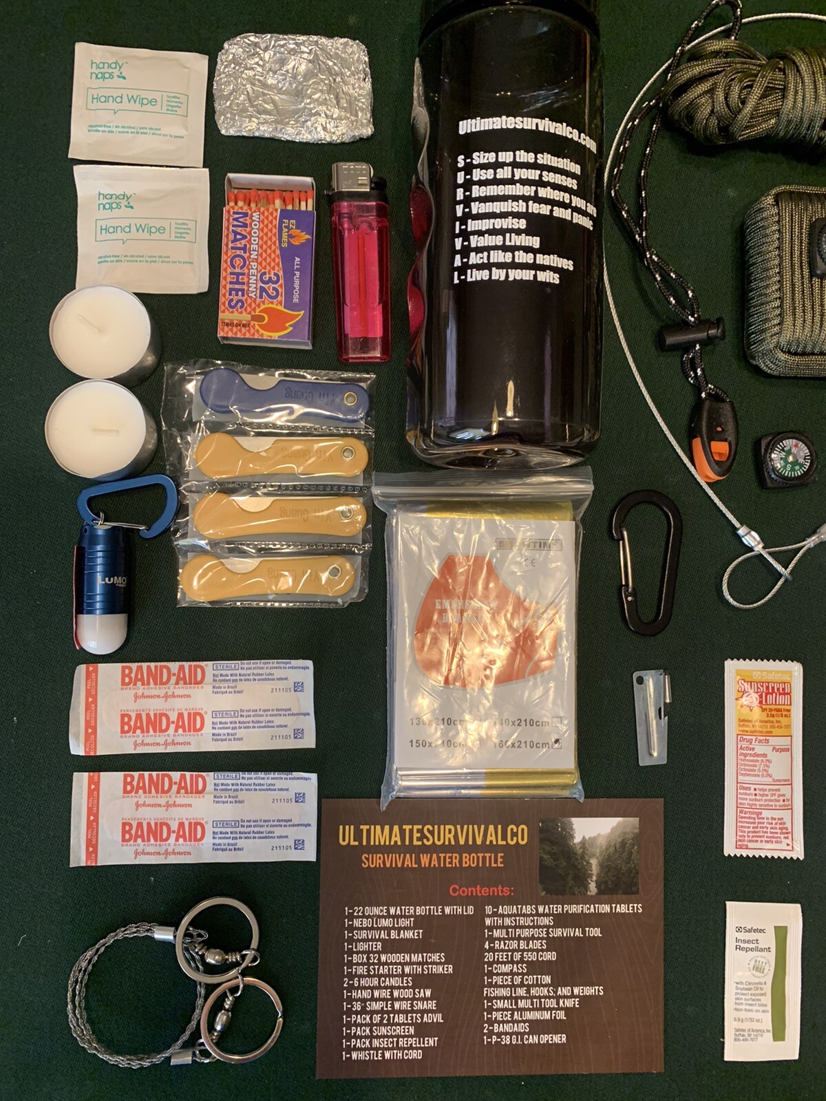 Emergency Survival Water Bottle – Survival Kit Bug out Bag Zombie Hurricane