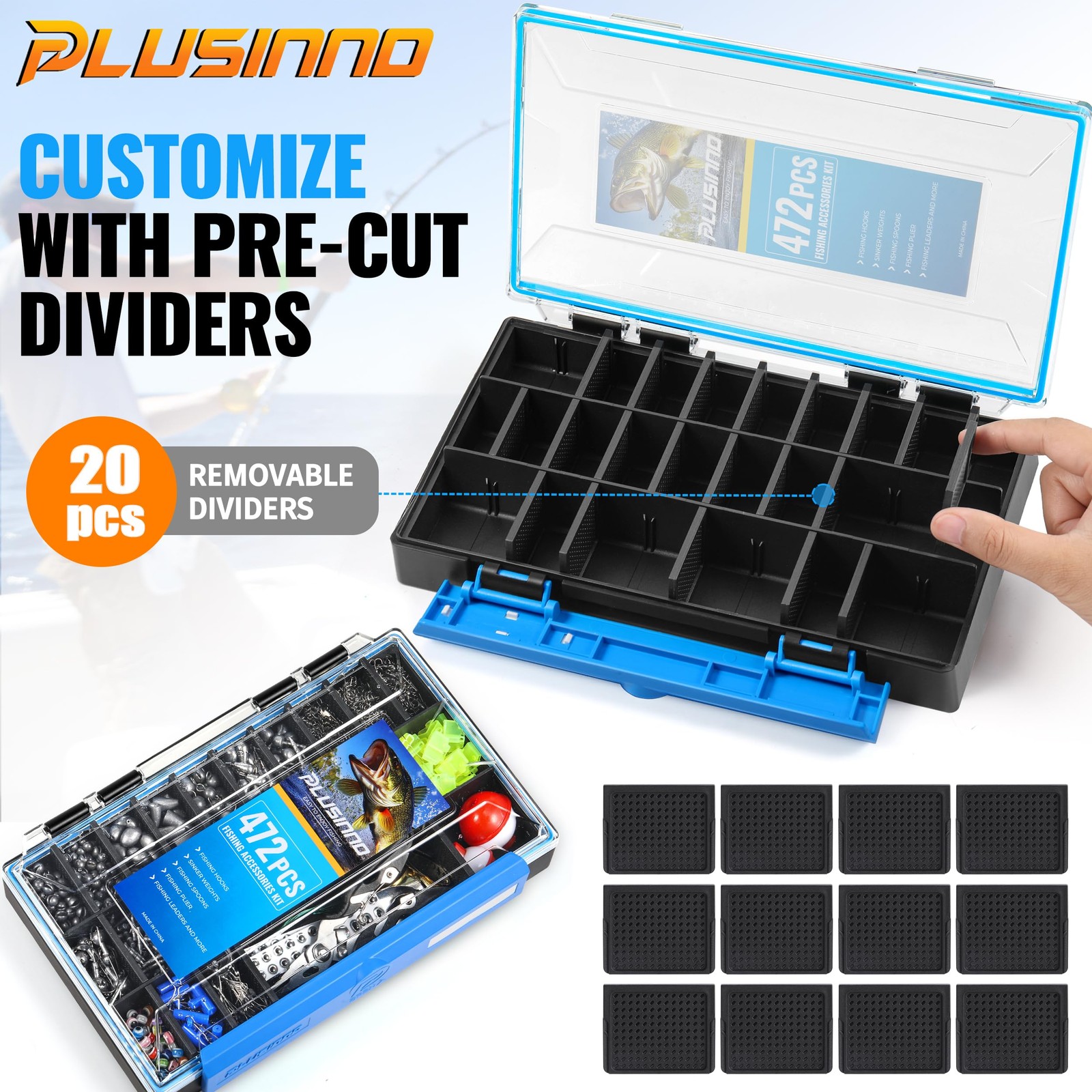 472PCS Fishing Accessories 10.6″ x 6.3″ x 1.6″, Tackle Kit
