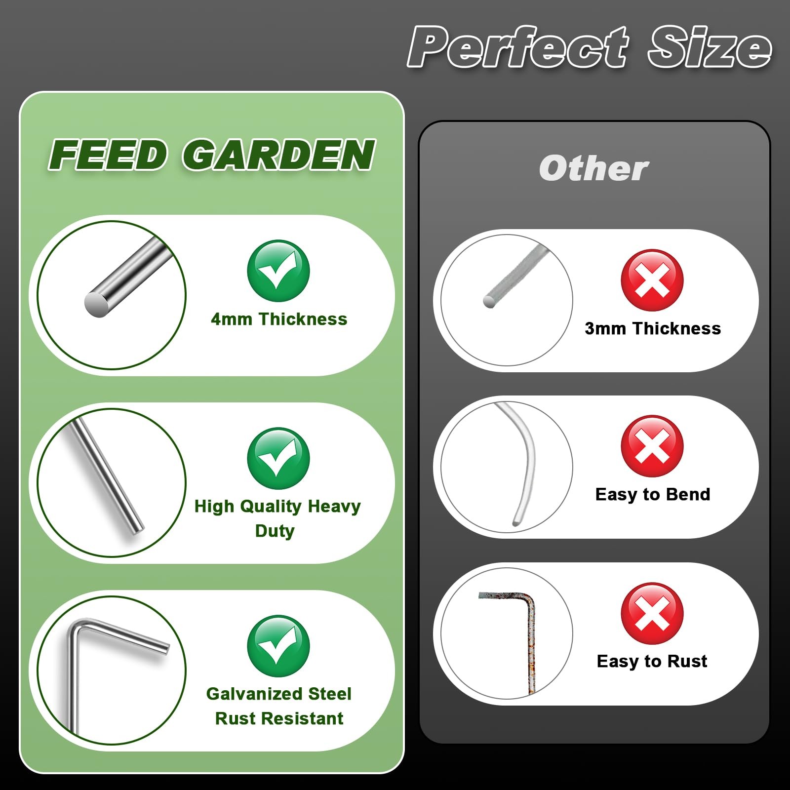FEED GARDEN 7 Inch Tent Stakes 18 Pack Yard Inflatable 18 Pack, silver