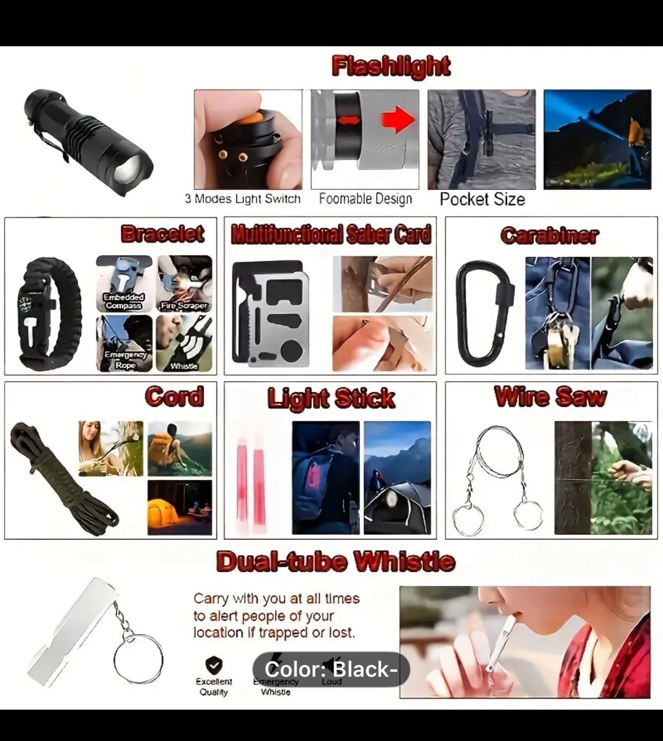 Emergency Survival Kit First Aid 158 piece Military Prepper Outdoor Tactical Bag