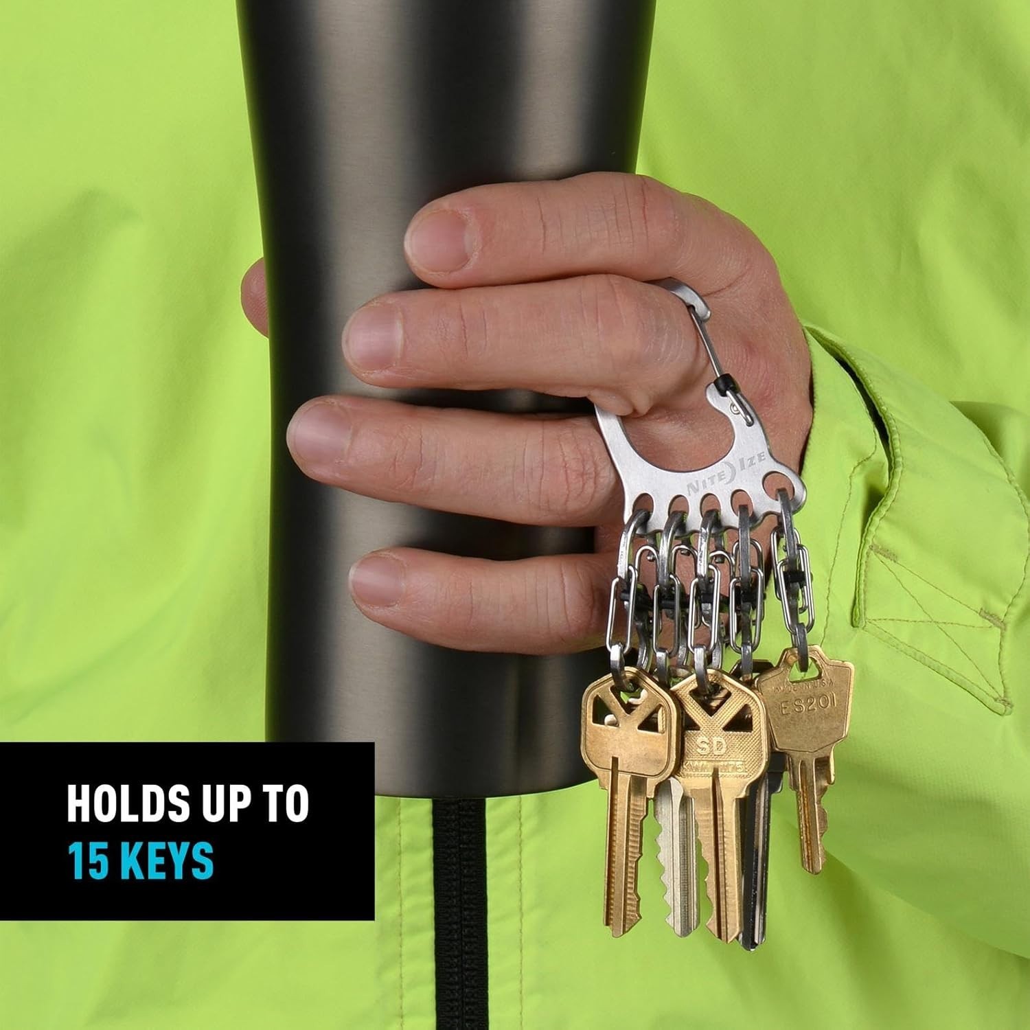 Nite Ize BigFoot Locker KeyRack Carabiner w/ 5 Locking S-Biner Clips Silver