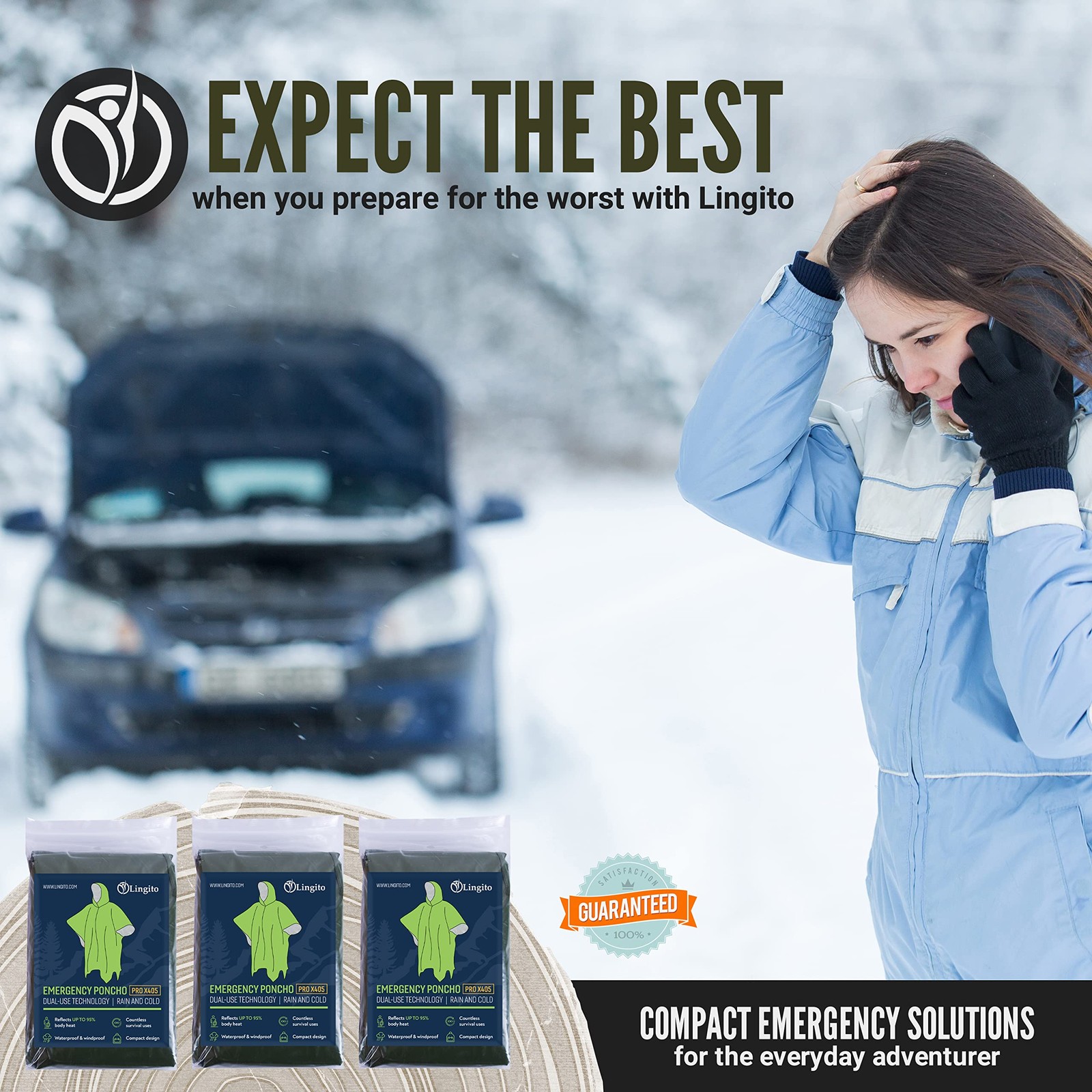 Emergency Rain Poncho – Thermal Survival, Insulated – Camping, Hiking, Travel…