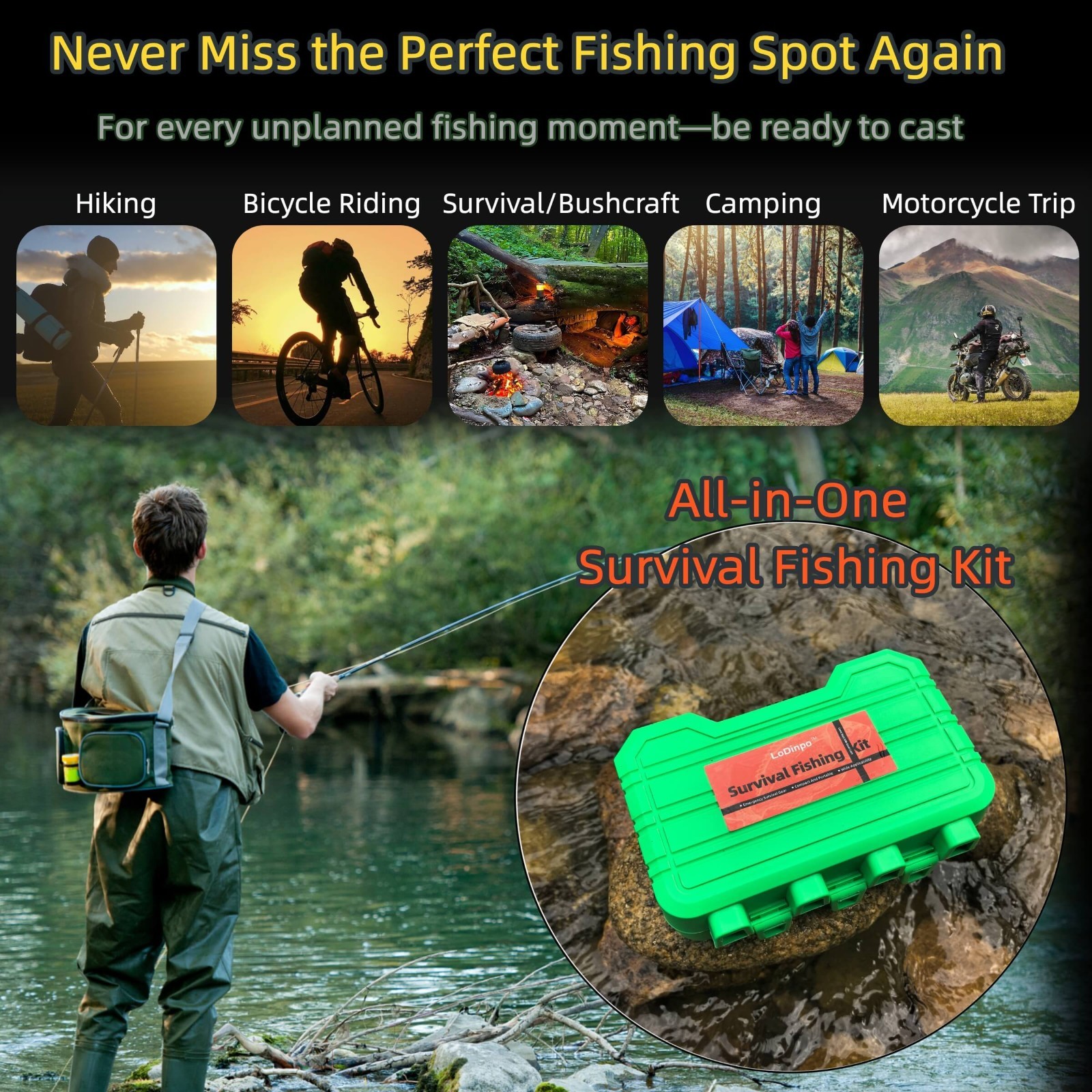 Portable Survival Fishing Kit – Compact Tackle Box for Camping/Hiking,Hooks Gift