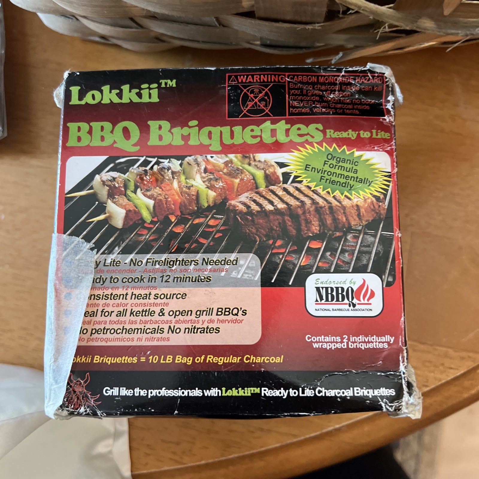 LOKKII BBQ BRIQUETTES READY TO LITE CAMPFIRES OR GRILLS Box Contains 2 Briquett
